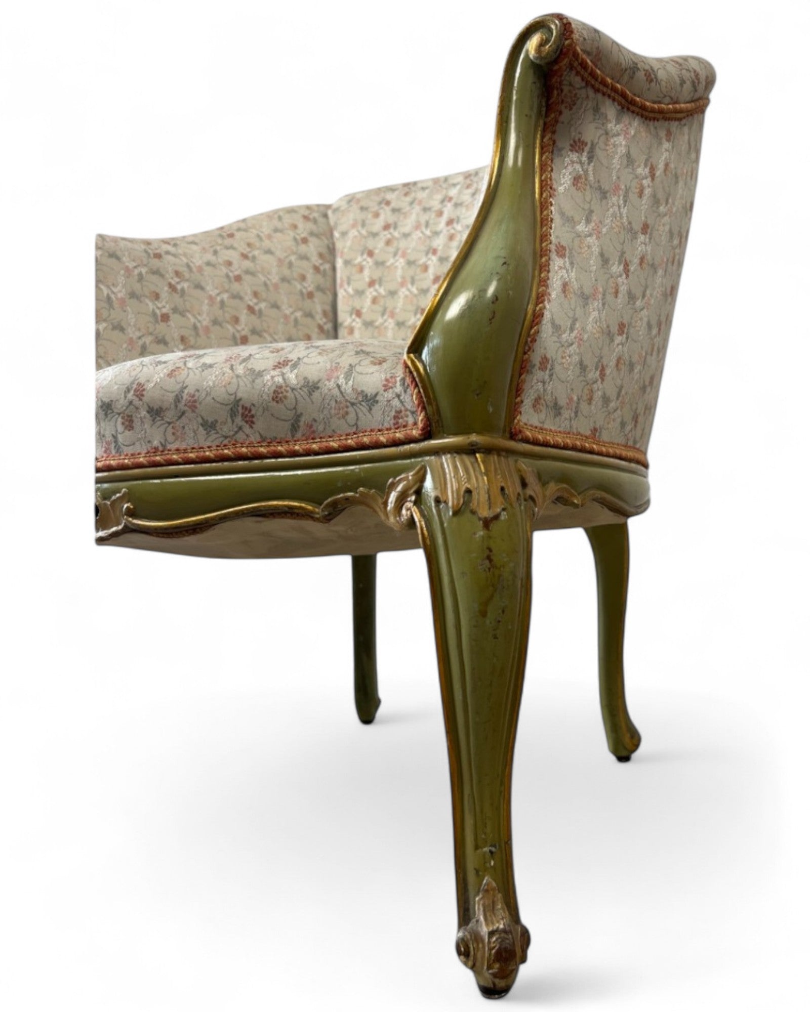 Pair of Louis XVI Green & Floral Tub Chairs