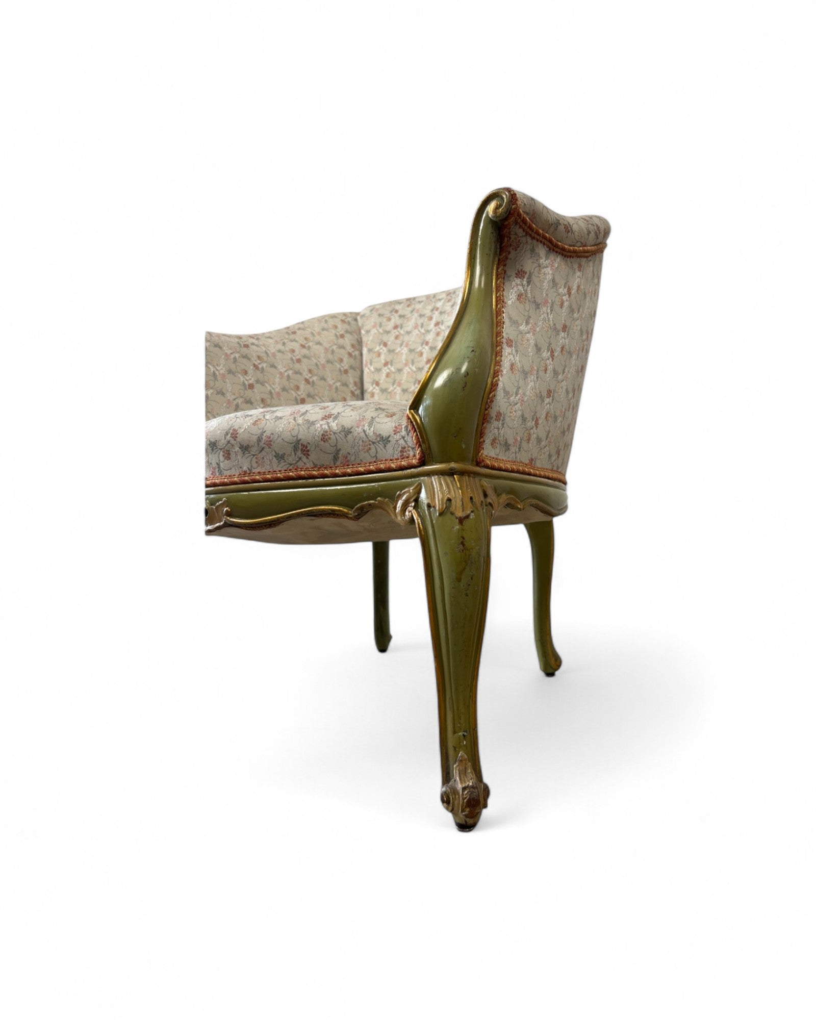 Pair of Louis XVI Green & Floral Tub Chairs