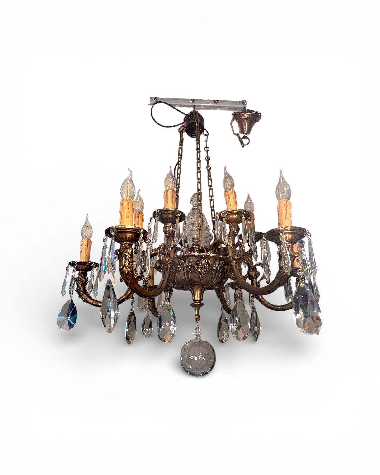 12 - Light Scrolling Foliate Cast Arms Crystal Chandelier - Surround Living - 2