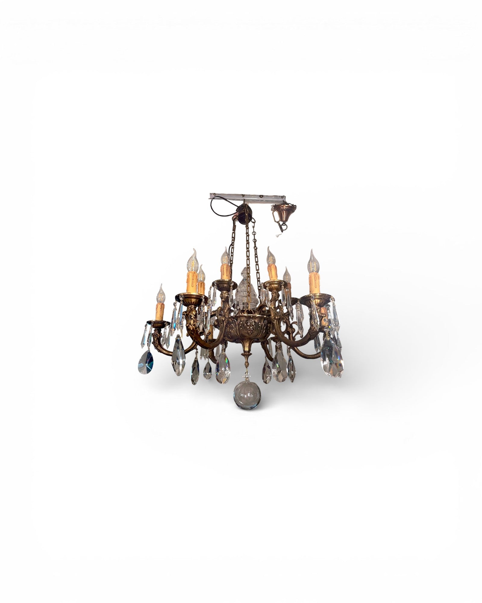 12 - Light Scrolling Foliate Cast Arms Crystal Chandelier - Surround Living - 1