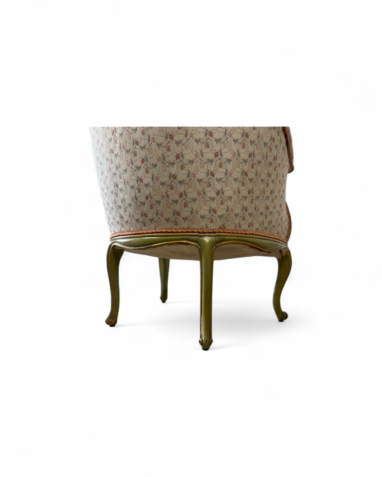 Pair of Louis XVI Green & Floral Tub Chairs