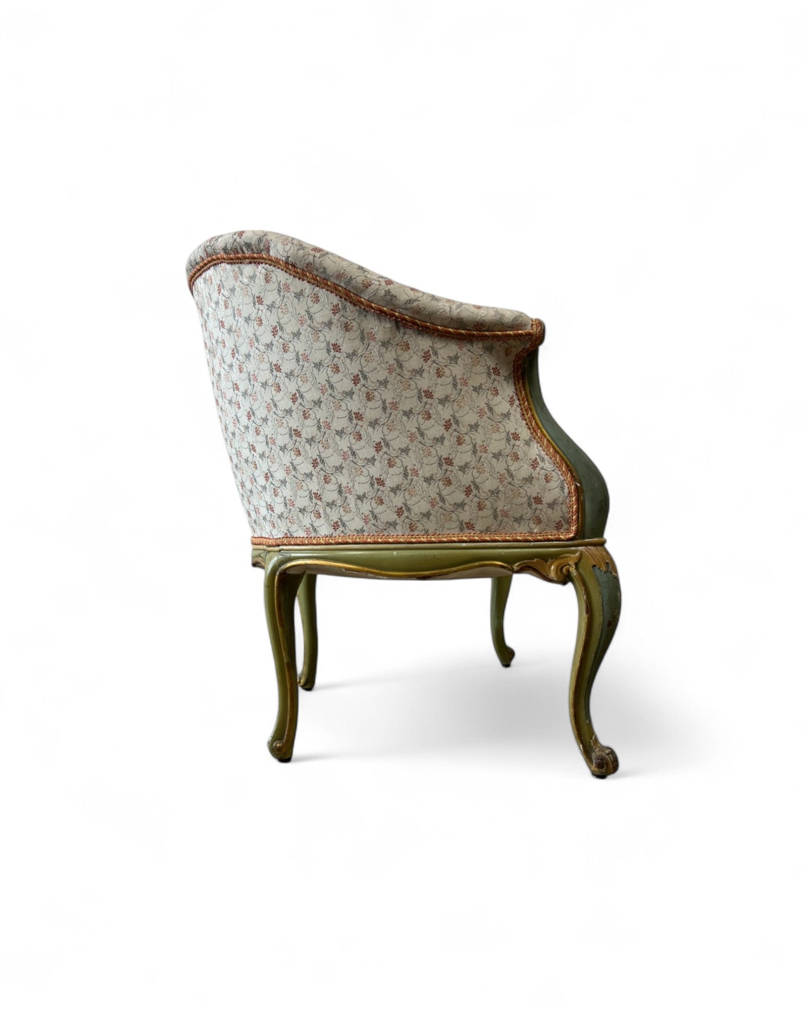 Pair of Louis XVI Green & Floral Tub Chairs