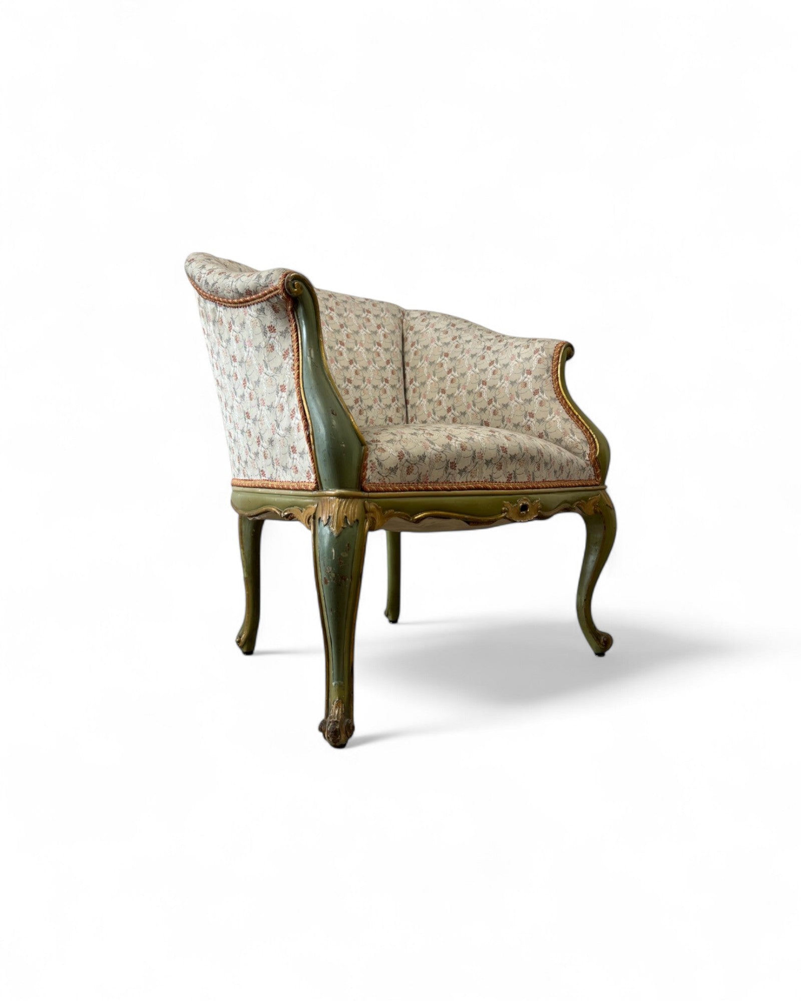 Pair of Louis XVI Green & Floral Tub Chairs