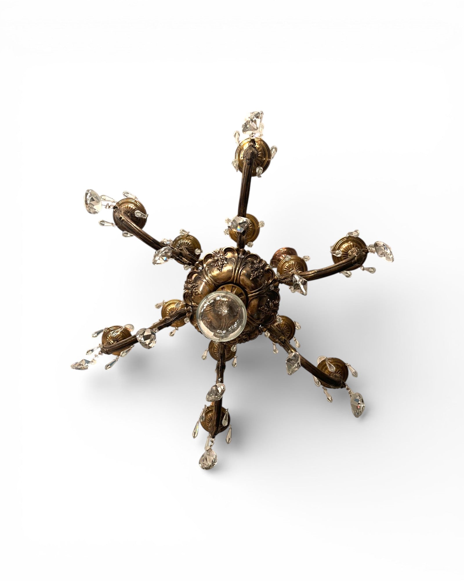 12 - Light Scrolling Foliate Cast Arms Crystal Chandelier - Surround Living - 5