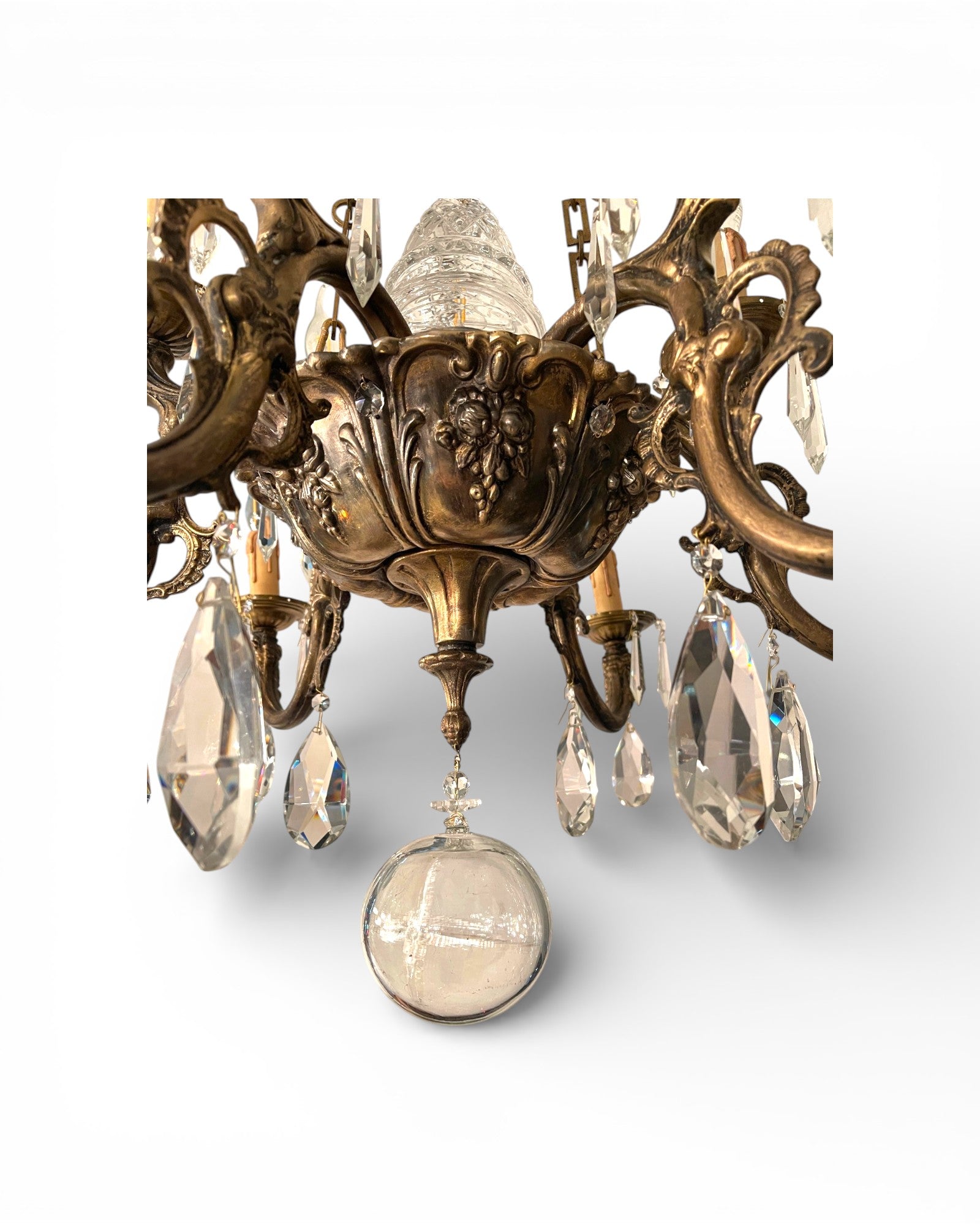 12 - Light Scrolling Foliate Cast Arms Crystal Chandelier - Surround Living - 6