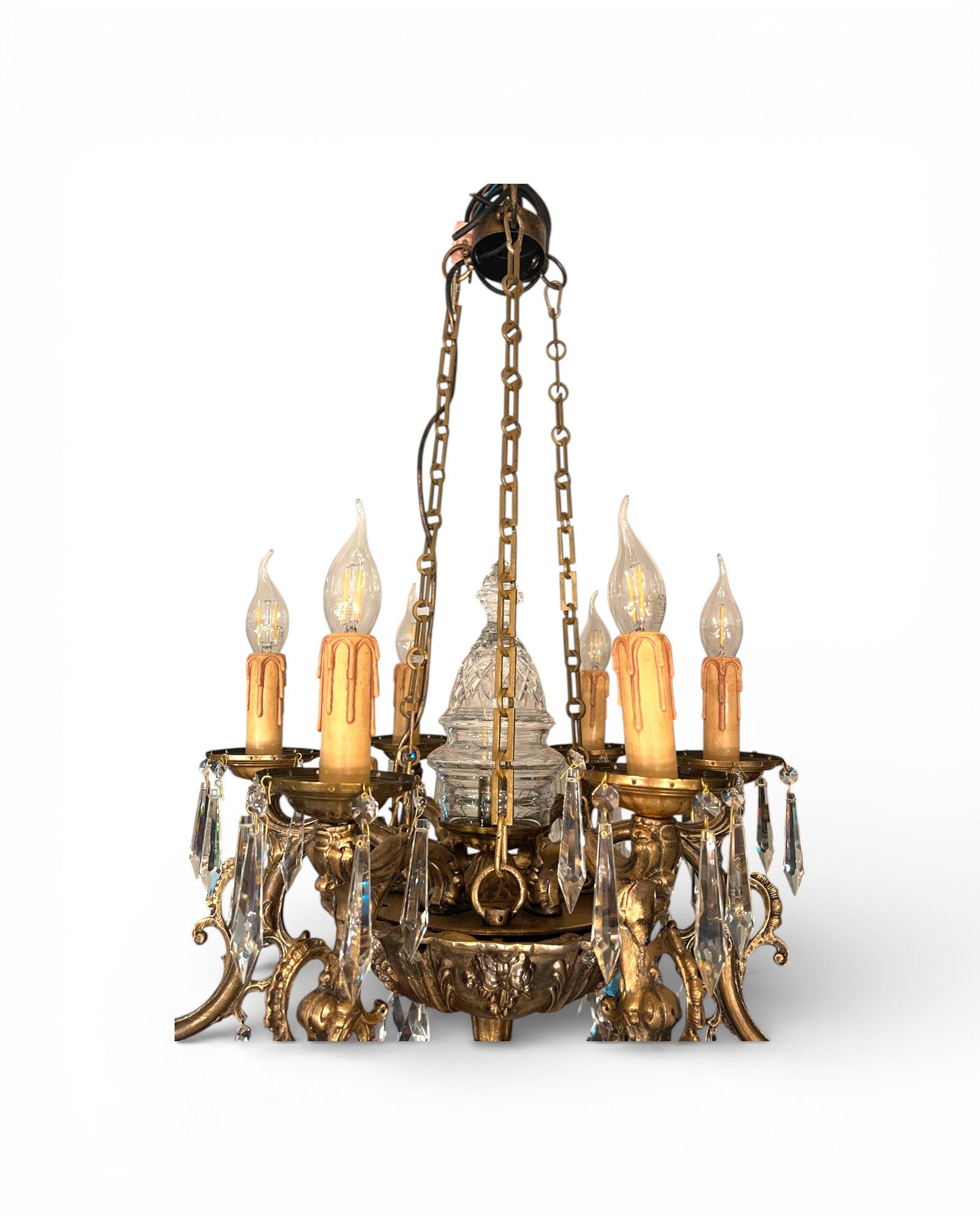 12 - Light Scrolling Foliate Cast Arms Crystal Chandelier - Surround Living - 8