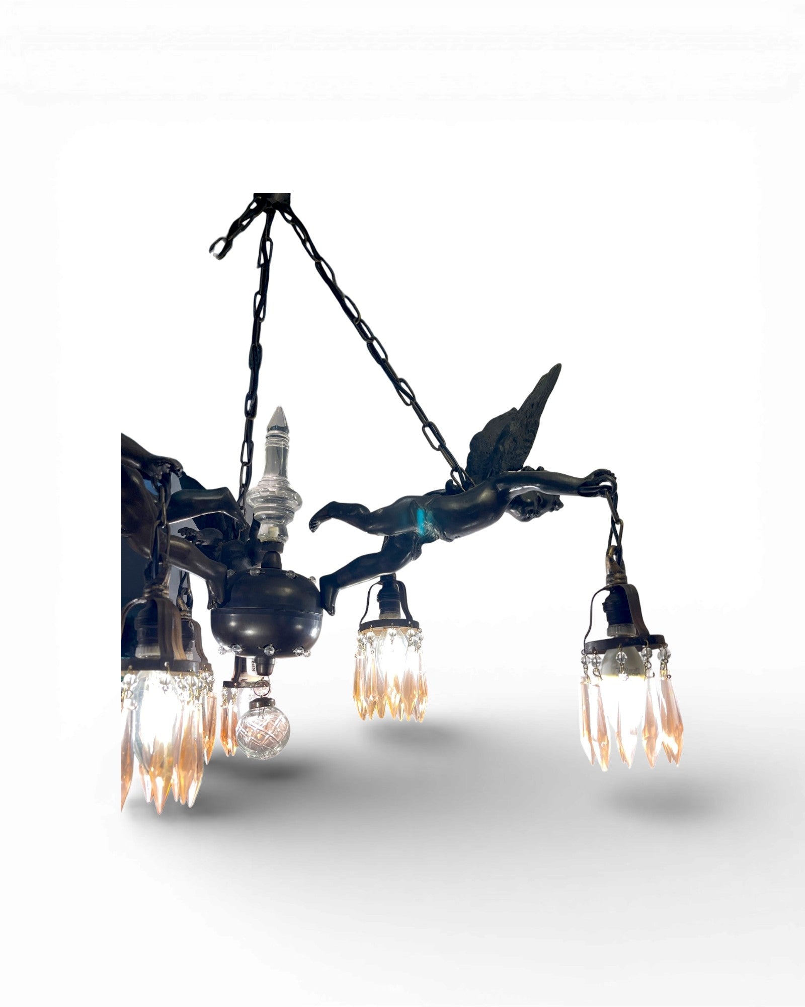 3 Bronze Cherub Figures with 6 Light Branches Chandelier - Surround Living - 2