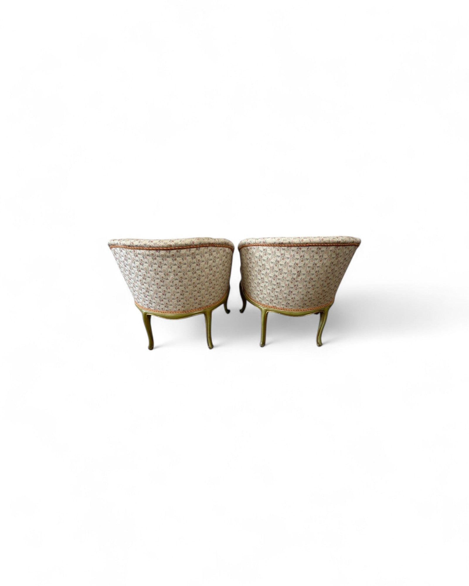 Pair of Louis XVI Green & Floral Tub Chairs