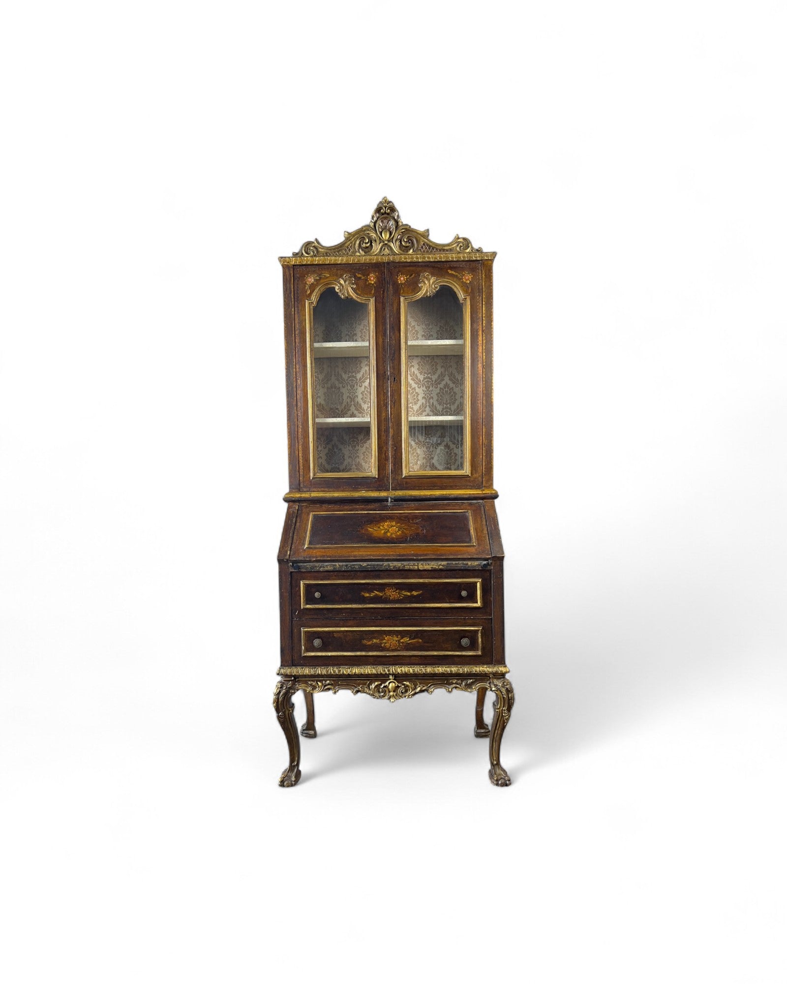 Victorian Revival Bronze Secretary Bookcase
