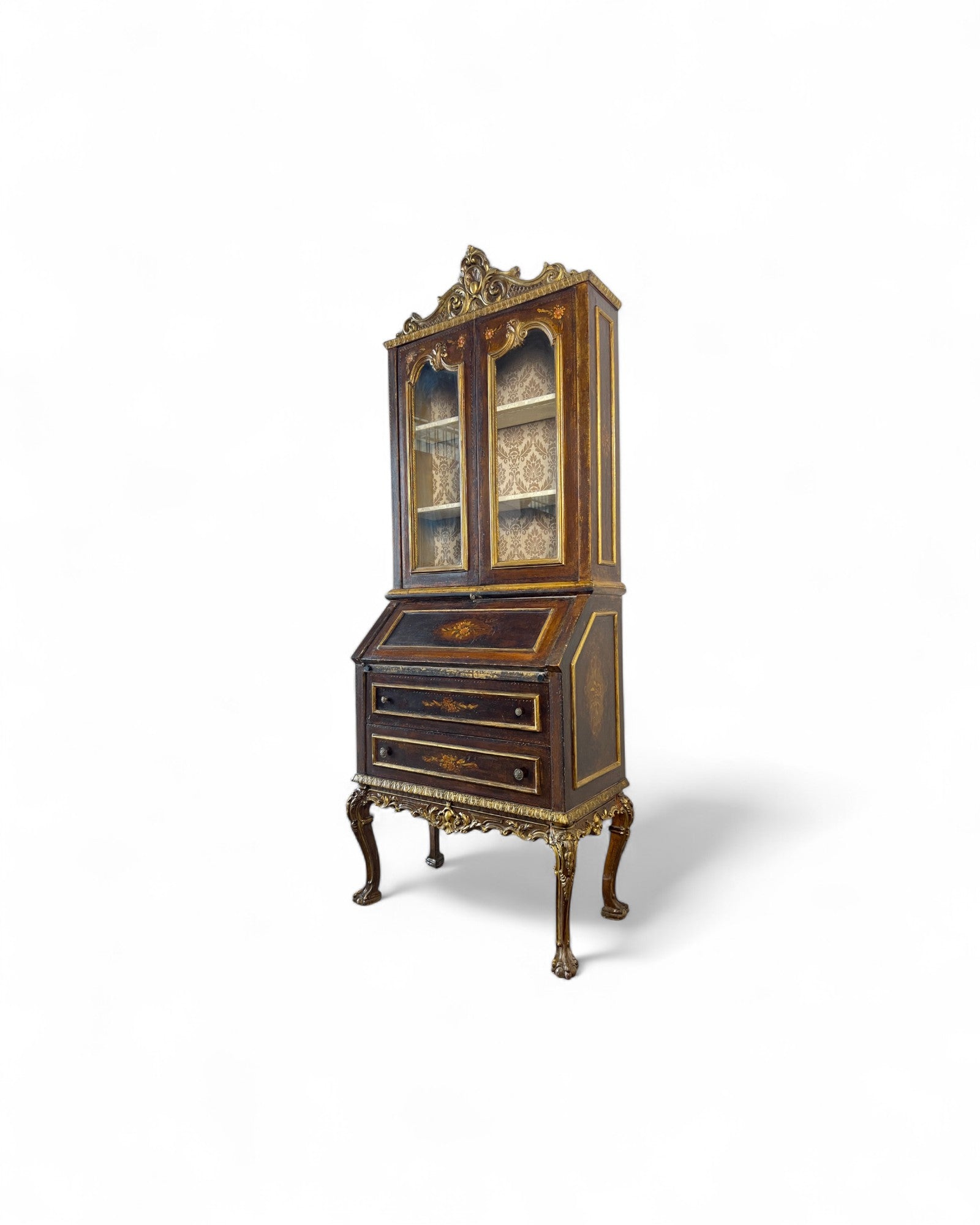 Victorian Revival Bronze Secretary Bookcase
