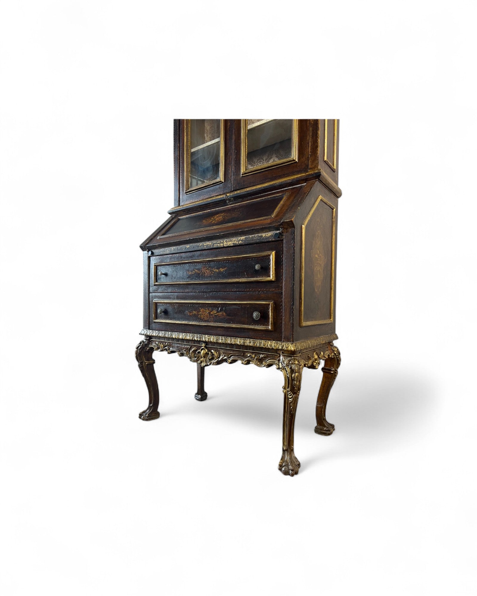 Victorian Revival Bronze Secretary Bookcase