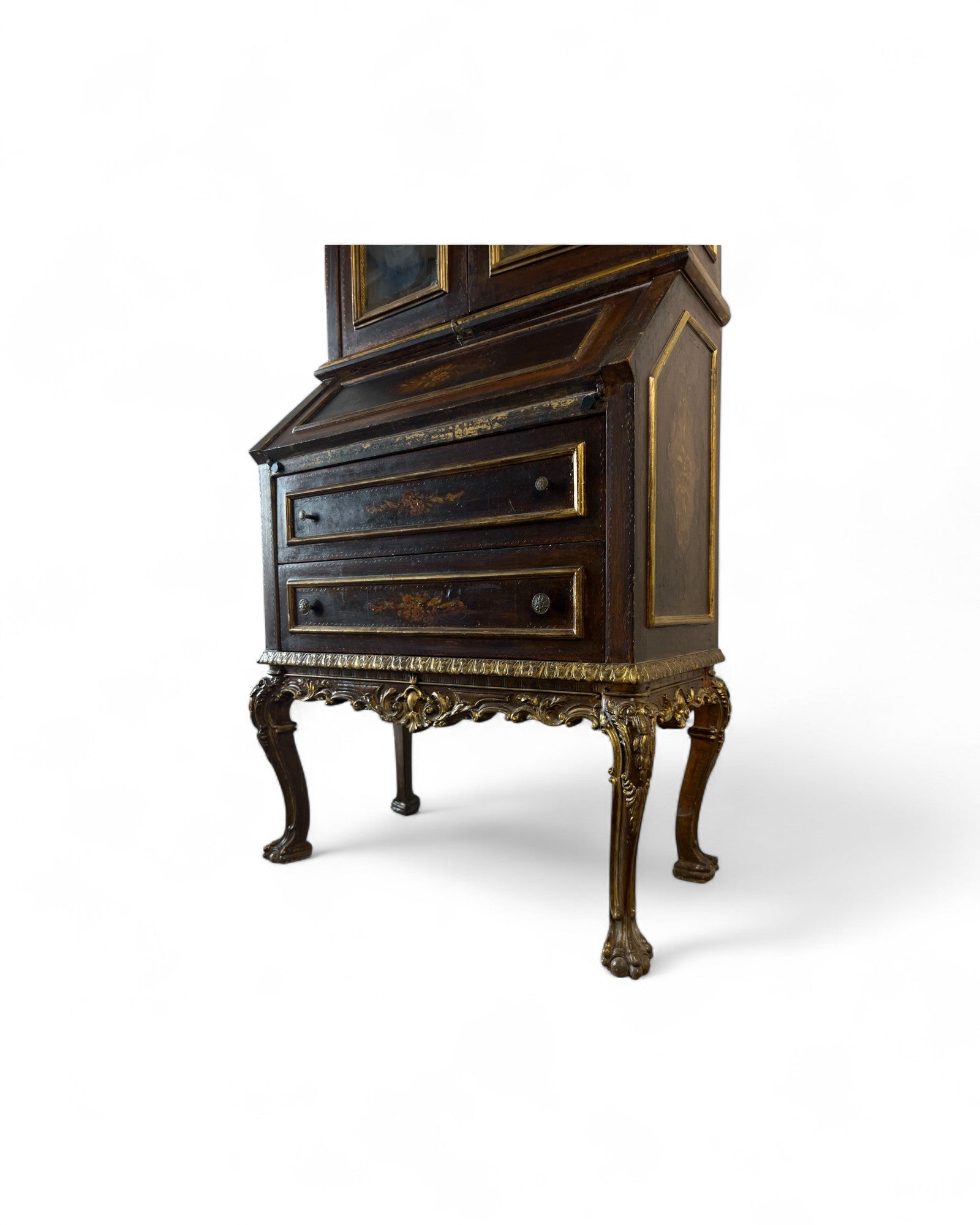 Victorian Revival Bronze Secretary Bookcase