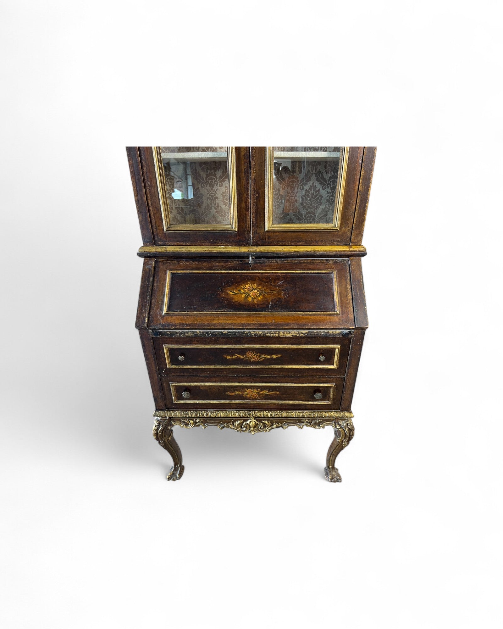 Victorian Revival Bronze Secretary Bookcase