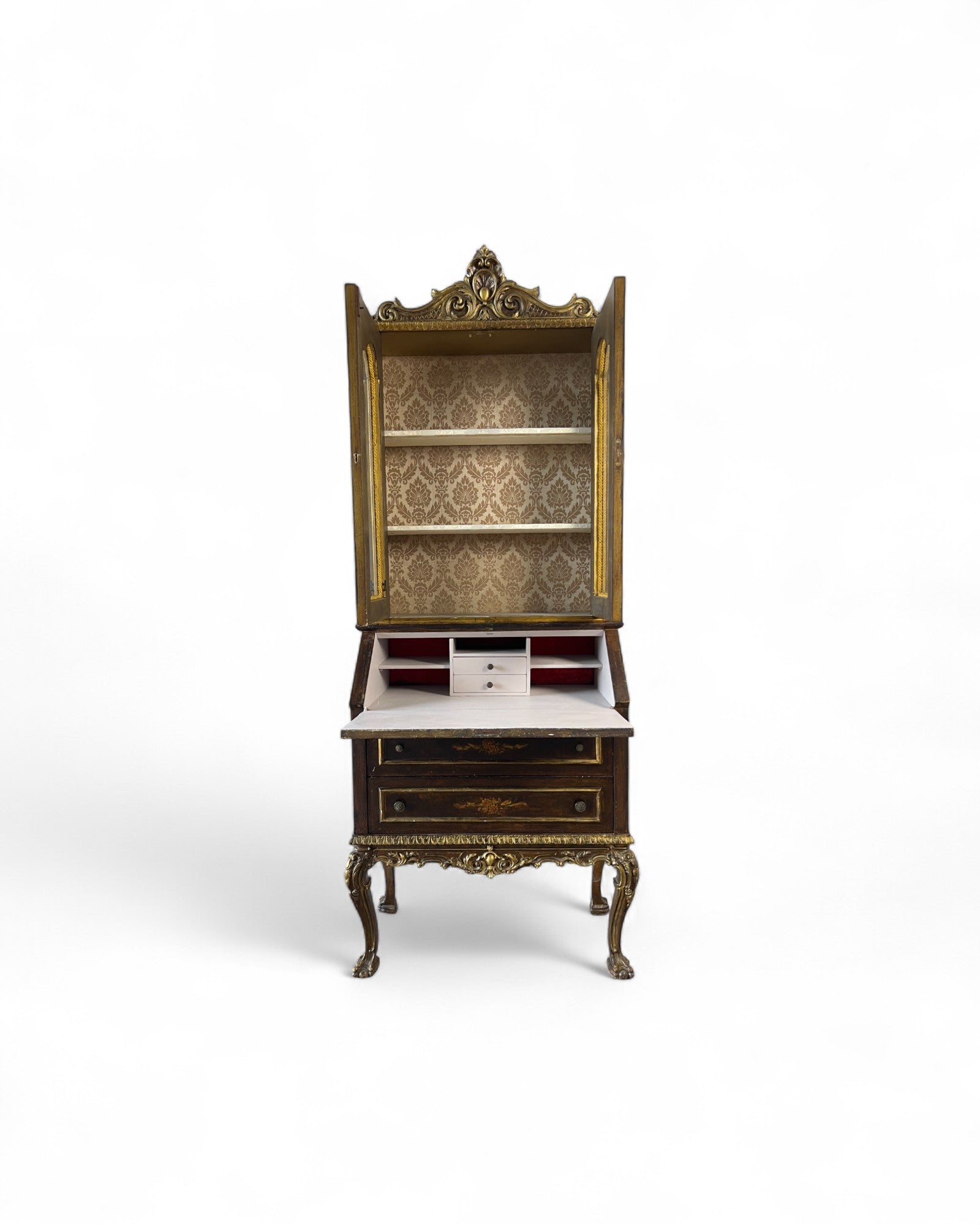 Victorian Revival Bronze Secretary Bookcase
