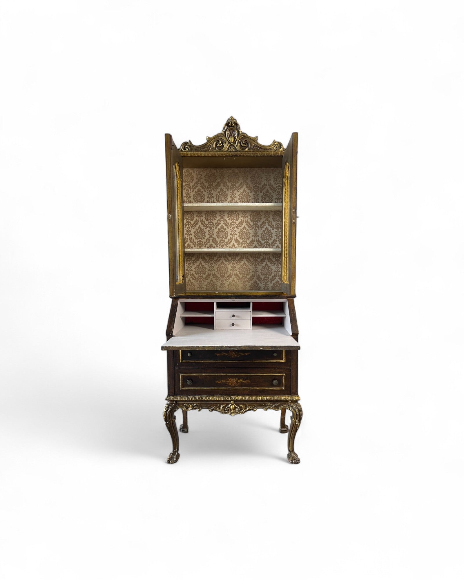 Victorian Revival Bronze Secretary Bookcase