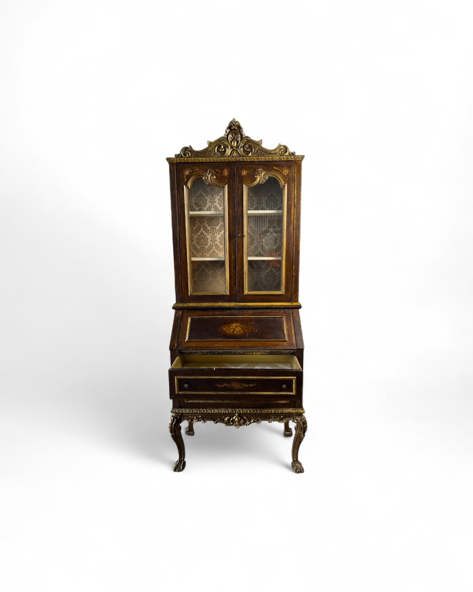 Victorian Revival Bronze Secretary Bookcase