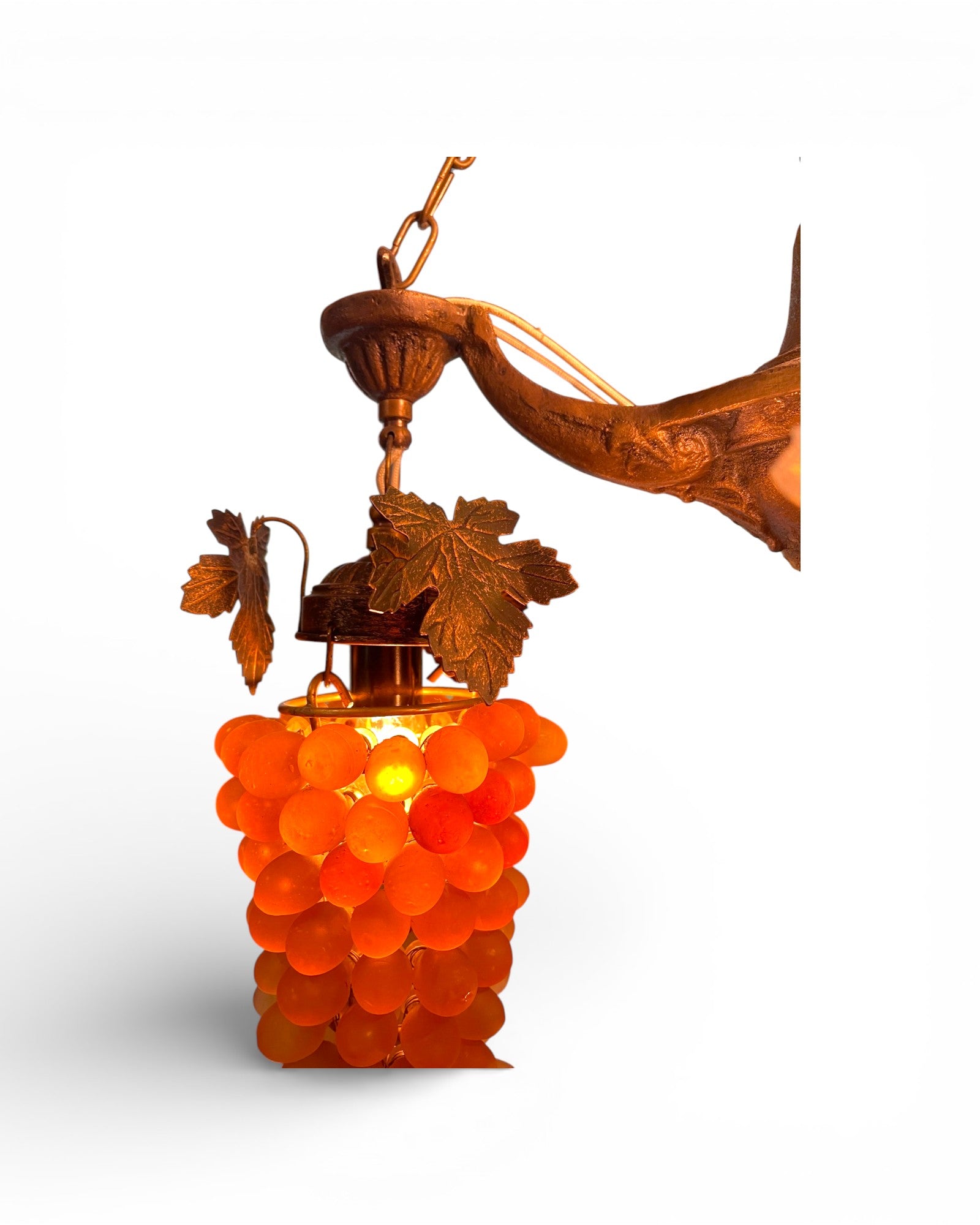 5 - Light Murano Grape Clusters With Brass Leaves Chandelier - Surround Living - 9