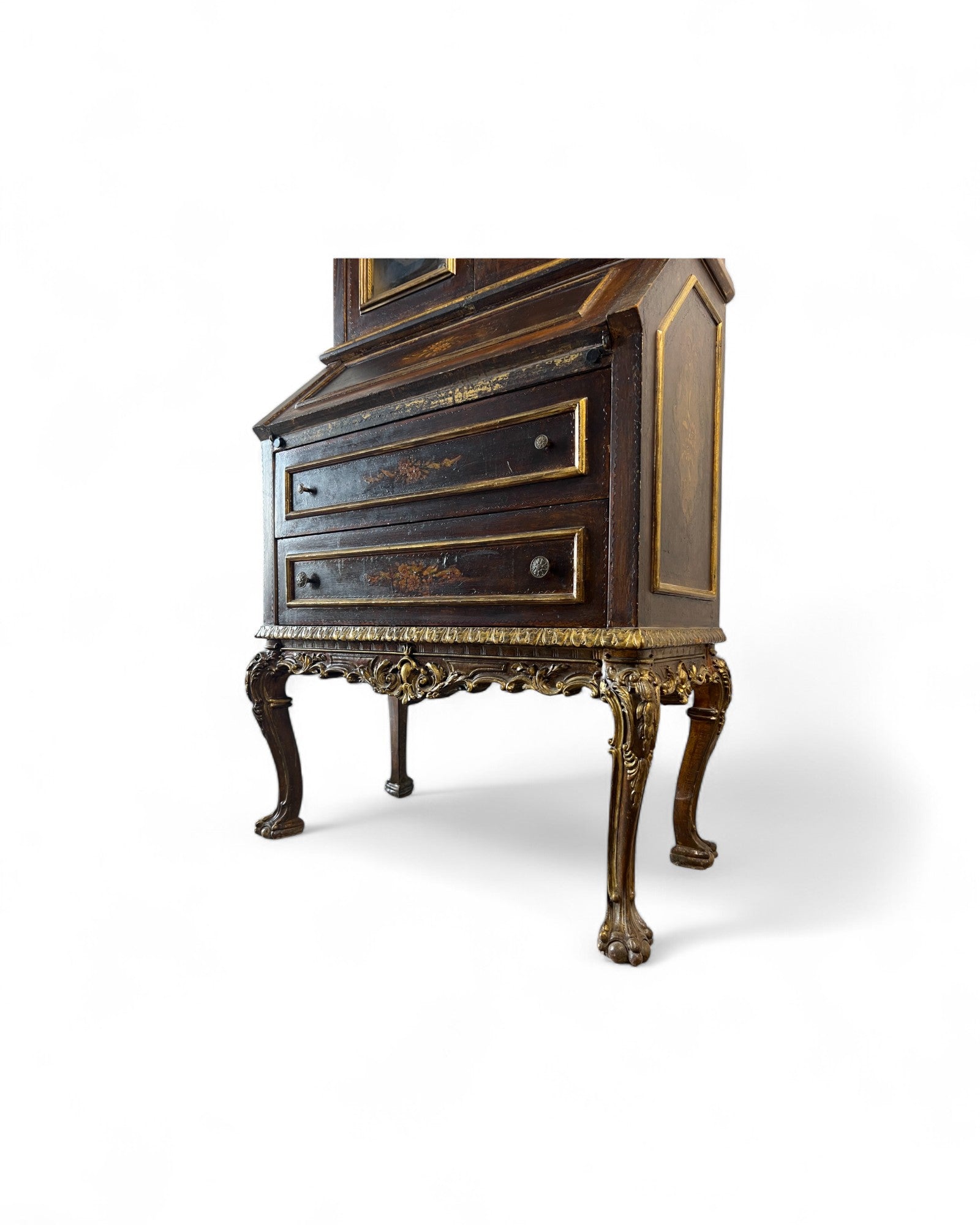 Victorian Revival Bronze Secretary Bookcase