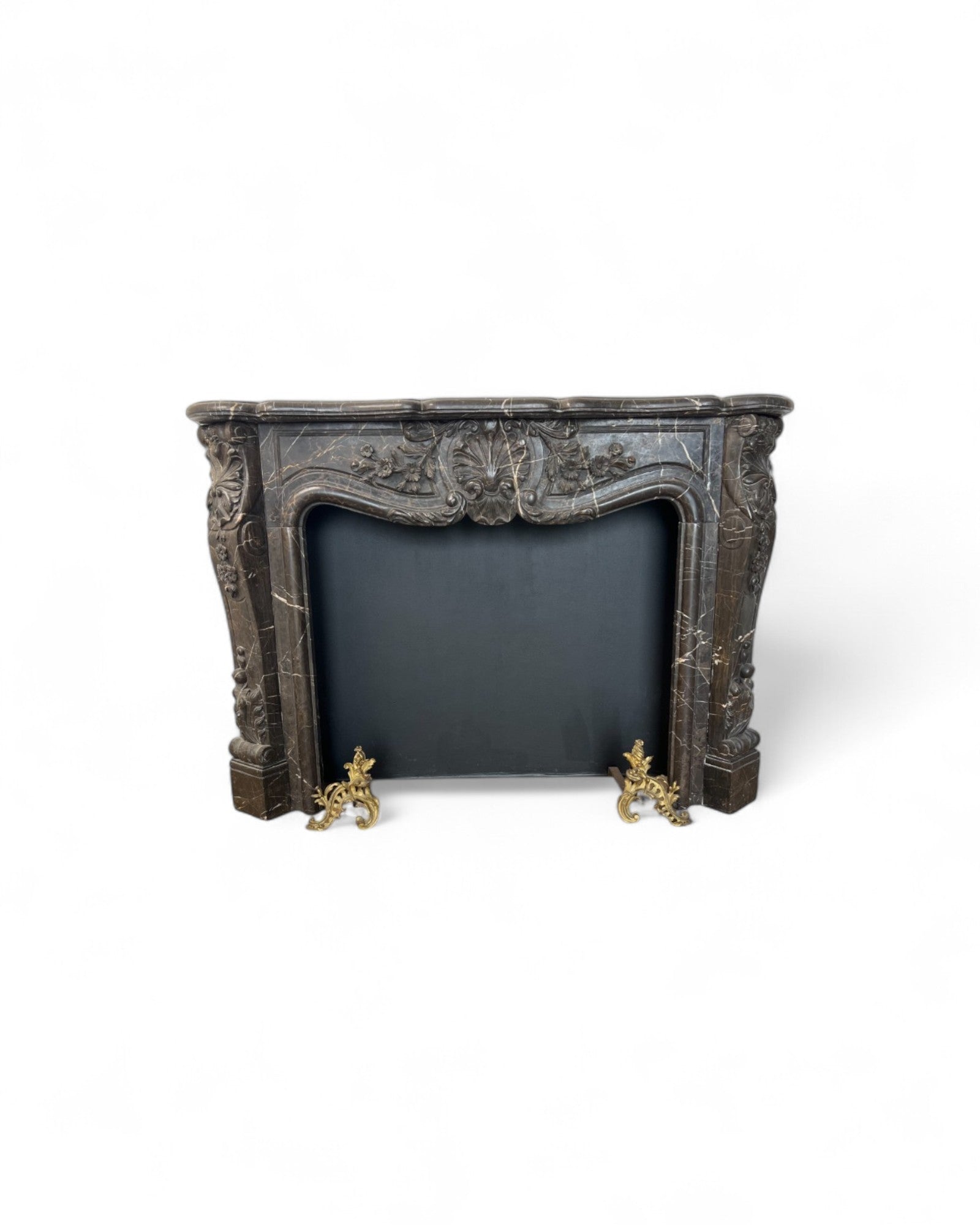 Hand Sculpted Emperador Dark Marble Fireplace Mantle