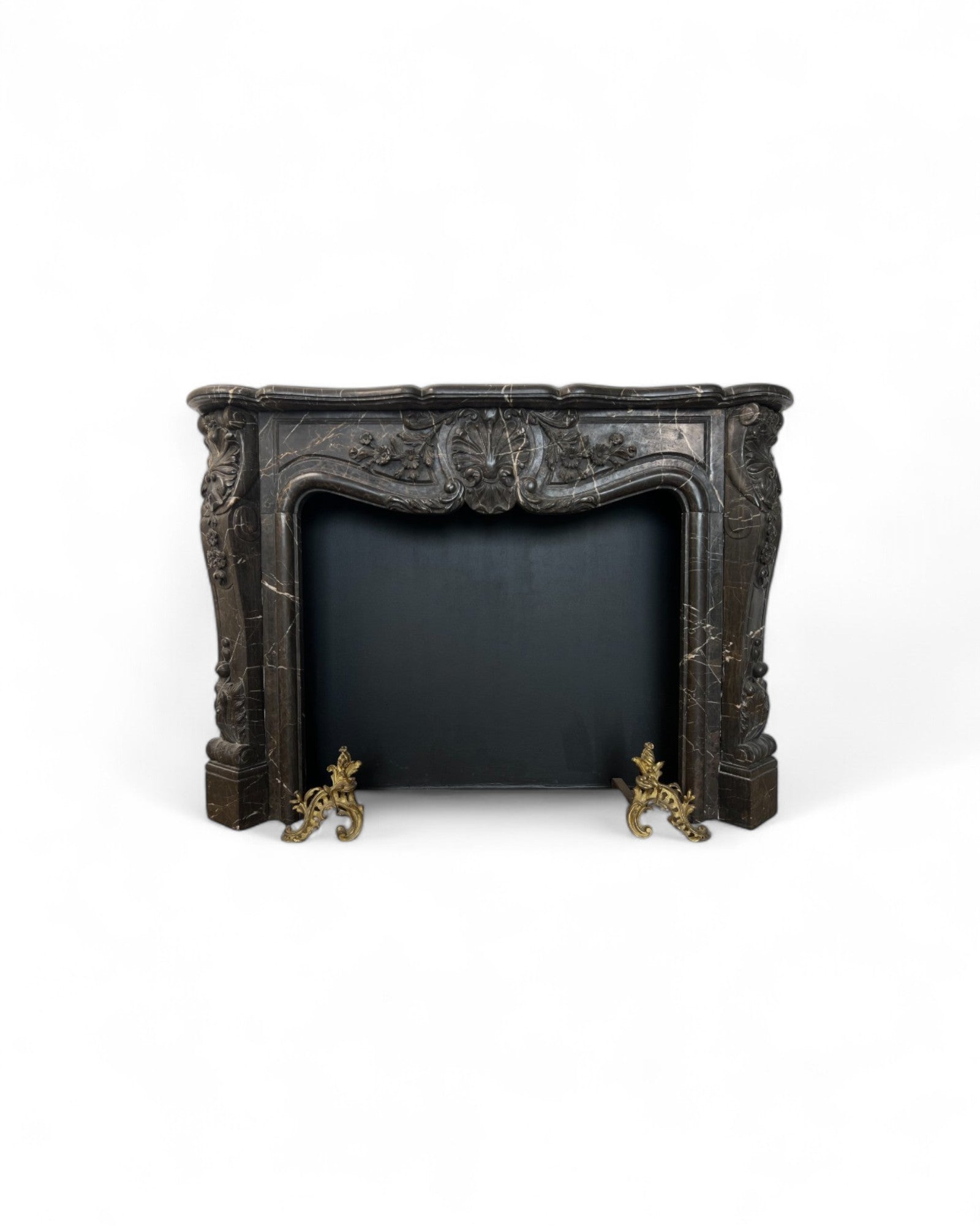 Hand Sculpted Emperador Dark Marble Fireplace Mantle
