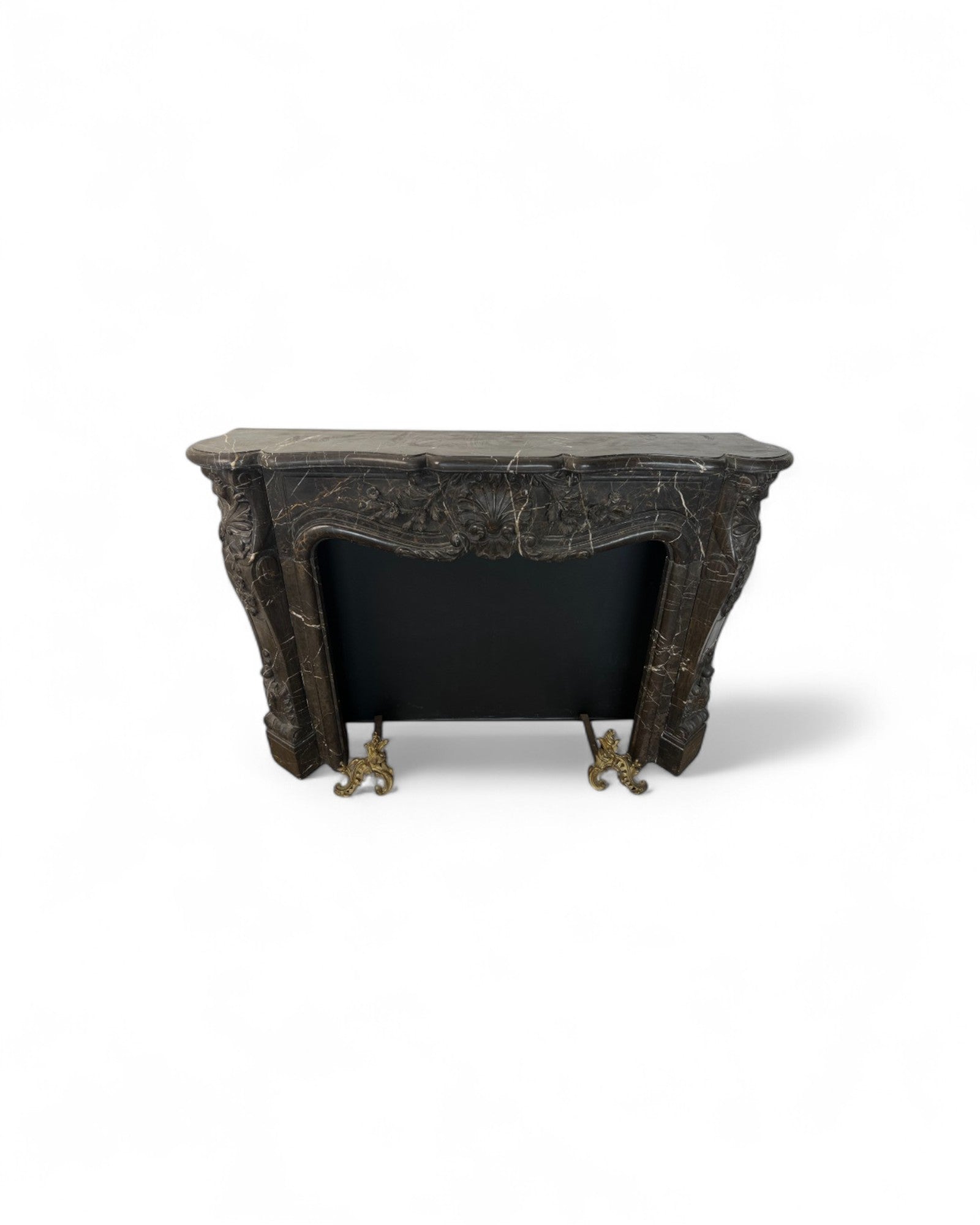 Hand Sculpted Emperador Dark Marble Fireplace Mantle