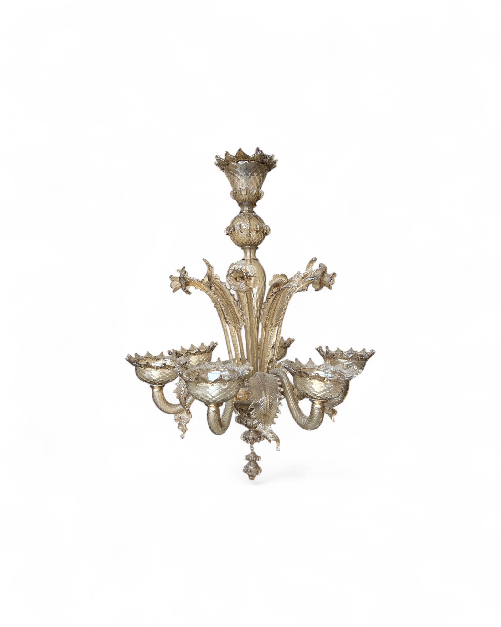 Grey Tinted Murano Glass Floral Chandelier