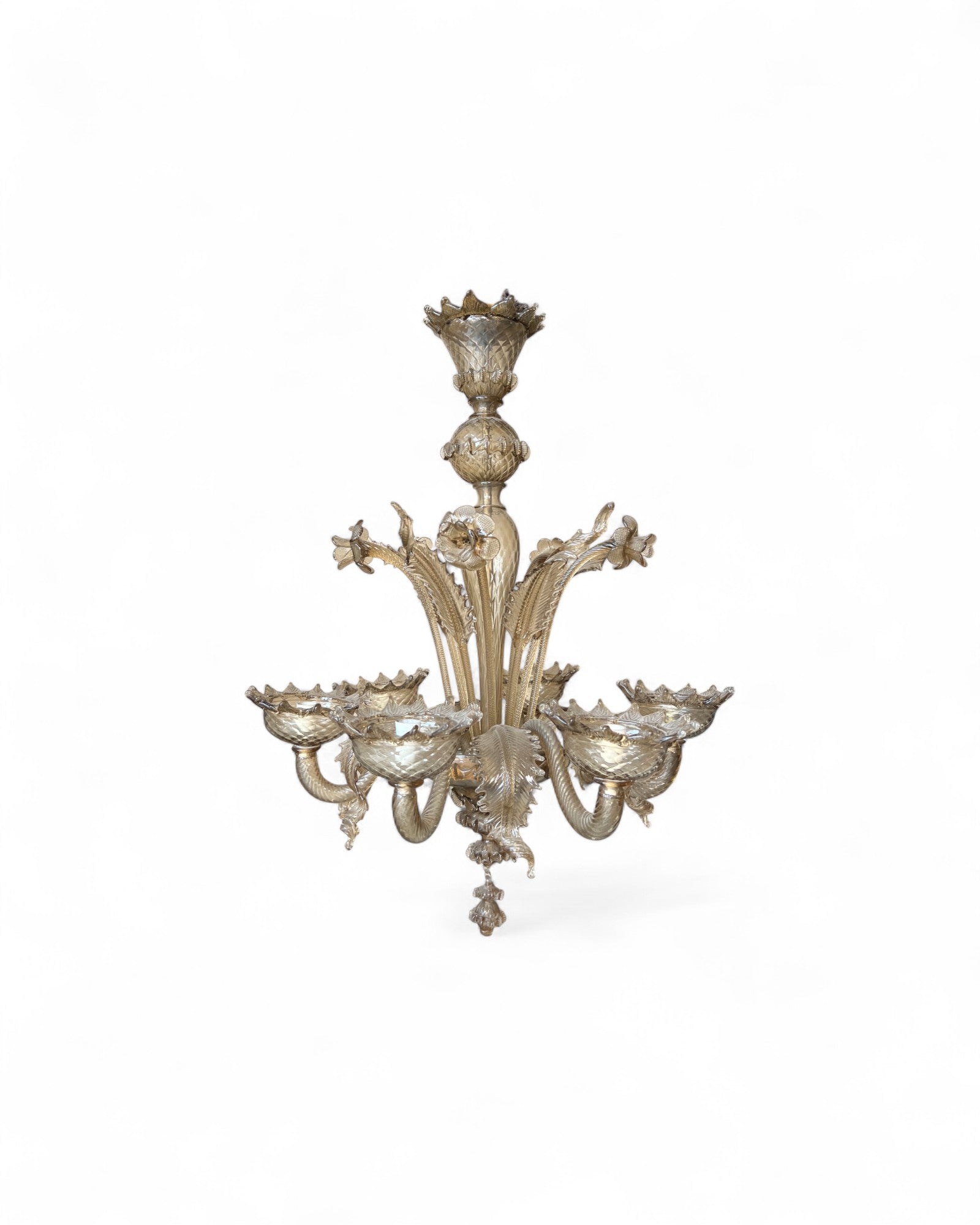 Grey Tinted Murano Glass Floral Chandelier