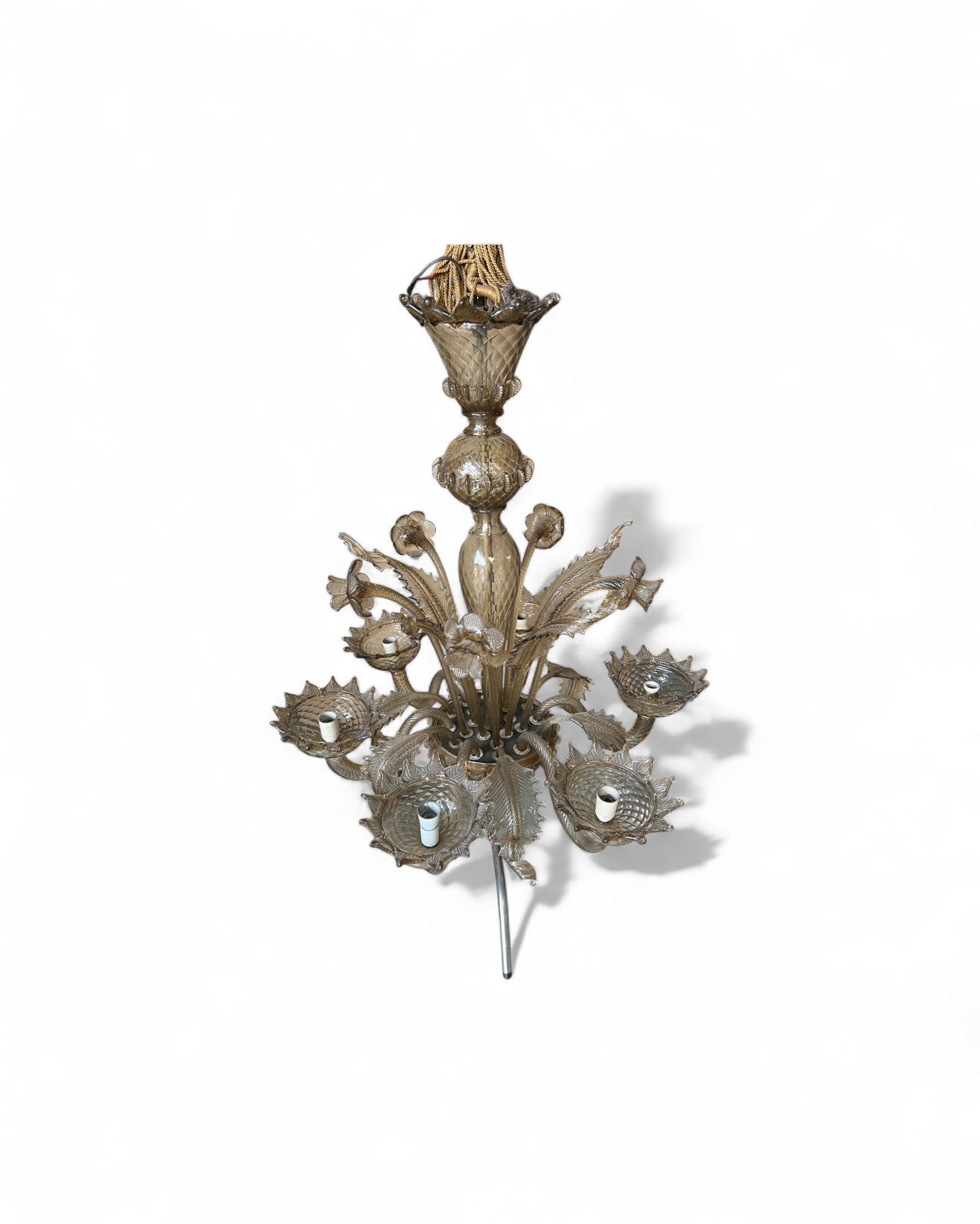 Grey Tinted Murano Glass Floral Chandelier