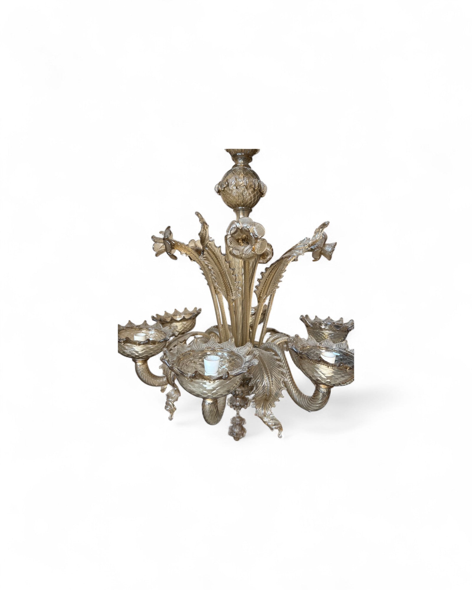 Grey Tinted Murano Glass Floral Chandelier