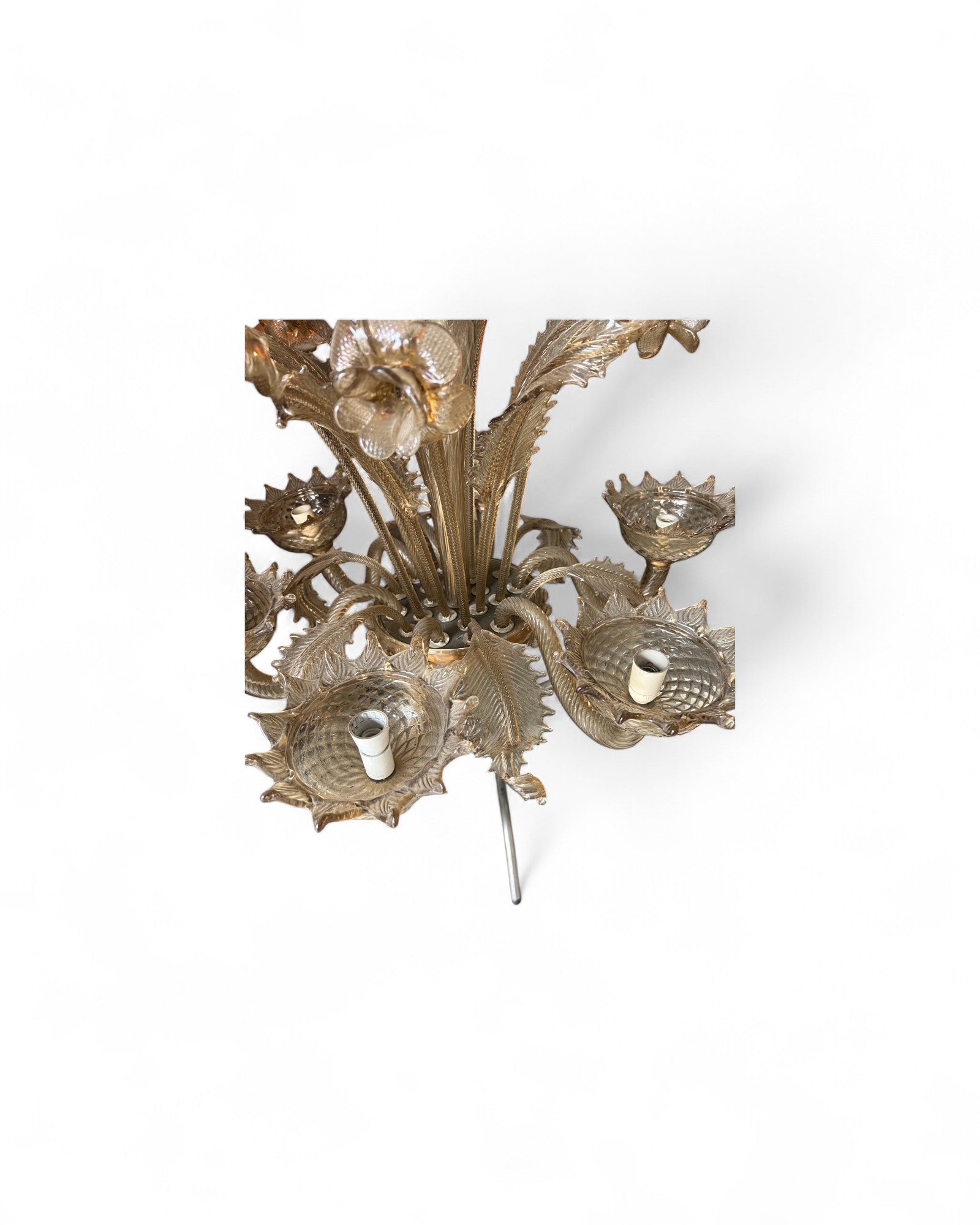 Grey Tinted Murano Glass Floral Chandelier