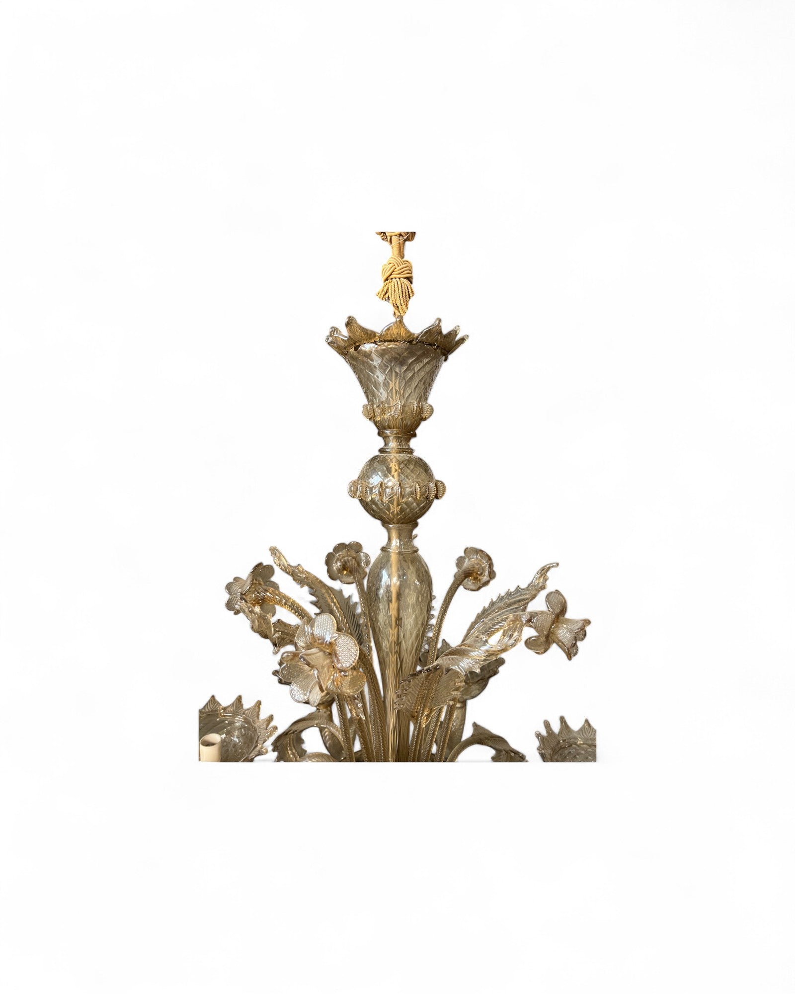 Grey Tinted Murano Glass Floral Chandelier