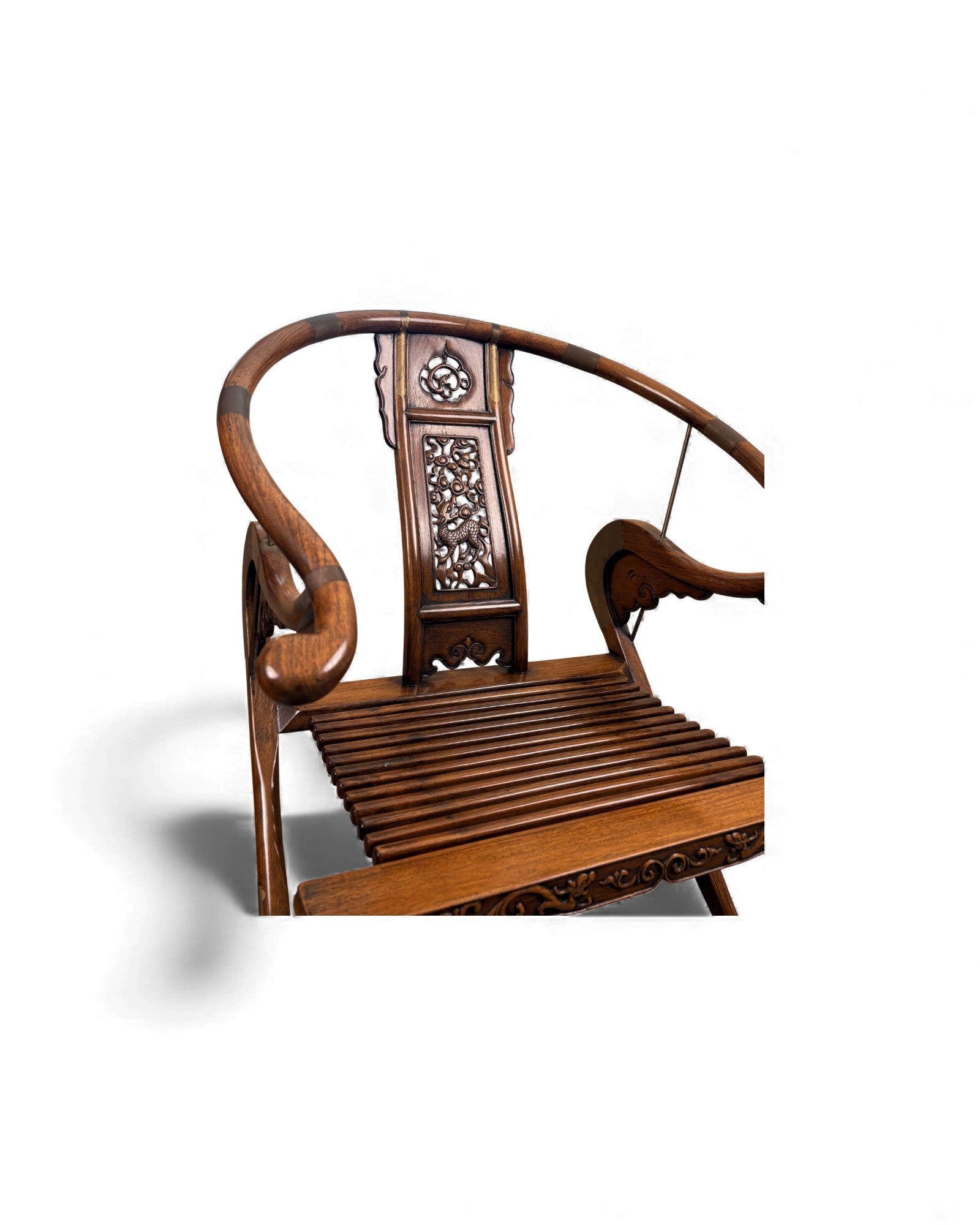 Chinese Huanghuali - Style Folding Horseshoe Chair (Jiaoyi 交椅) - Surround Living - 9