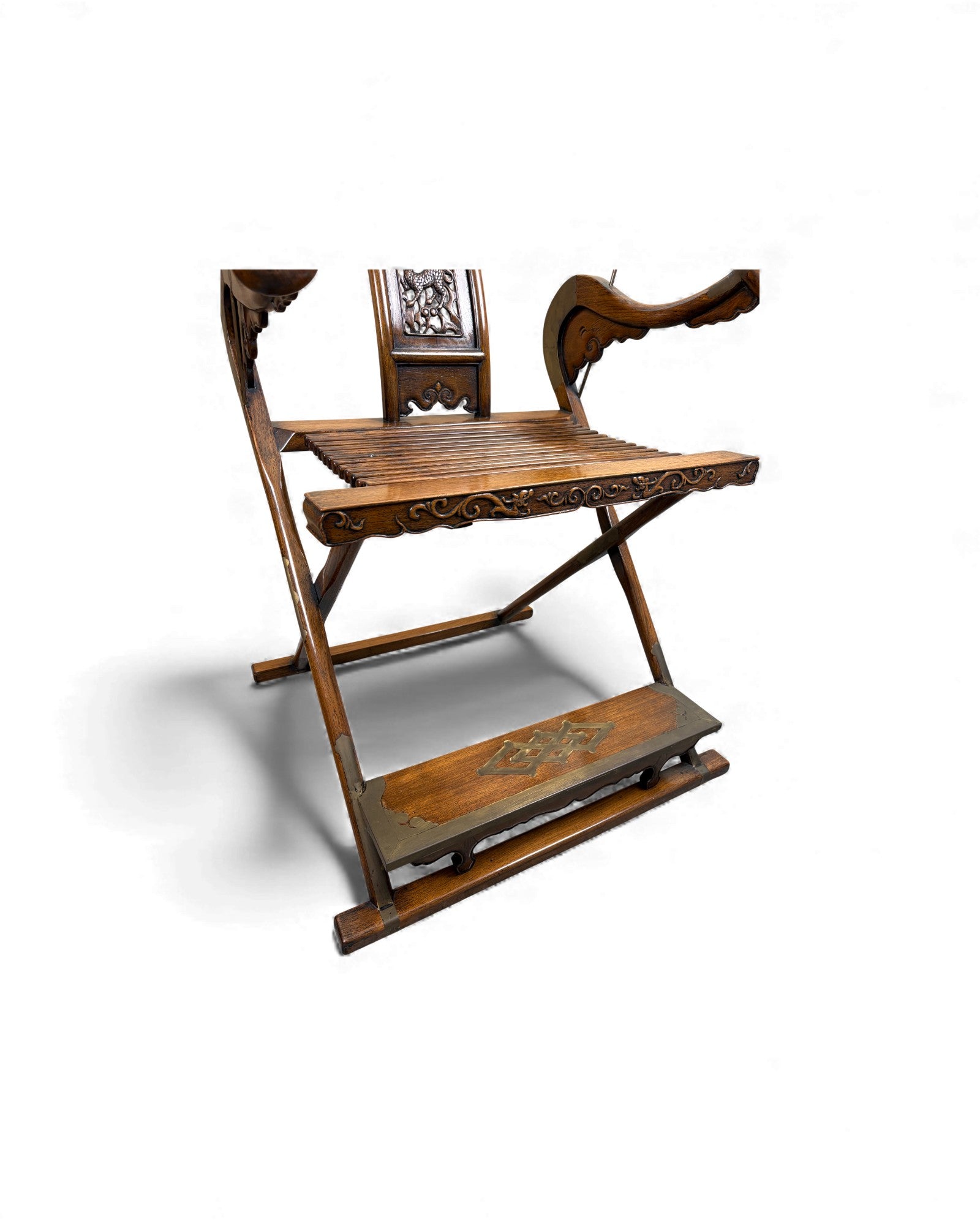 Chinese Huanghuali - Style Folding Horseshoe Chair (Jiaoyi 交椅) - Surround Living - 10