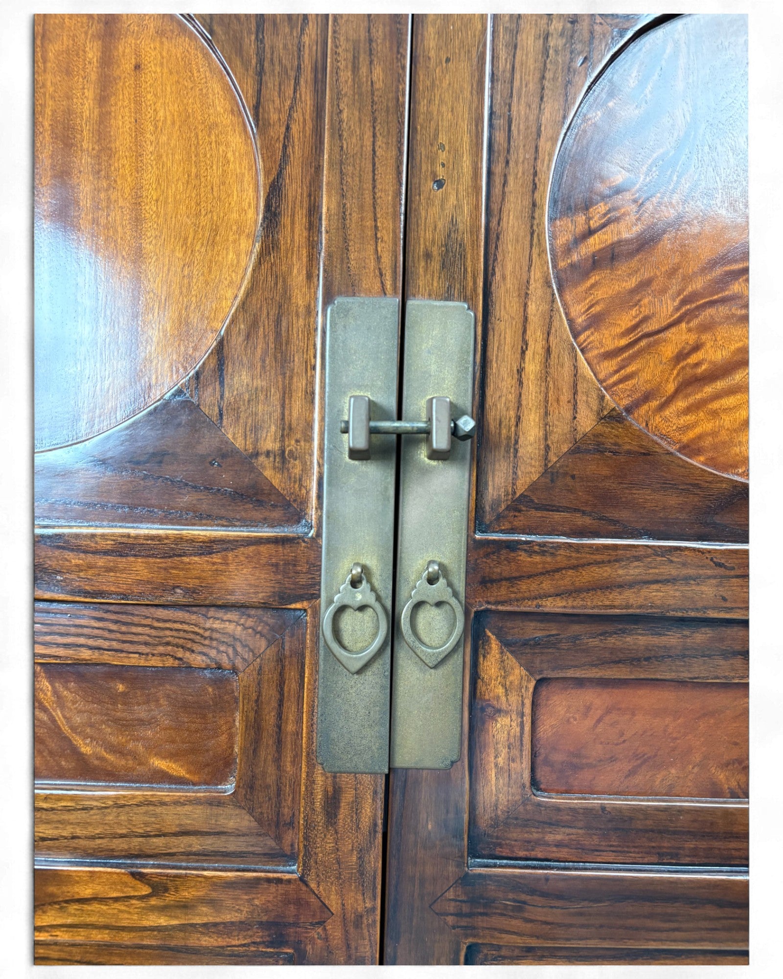 Chinese Burl Wood Multi - Panel Elm Cabinet, Rounded Motifs (STOCK 2) - Surround Living - 5