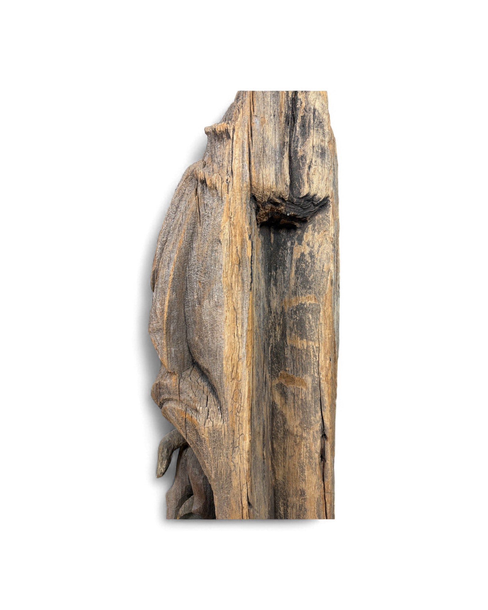 Antique Northern Thai Teak Roof Finial Fragment on Stand Hunting Scene - Surround Living - 9