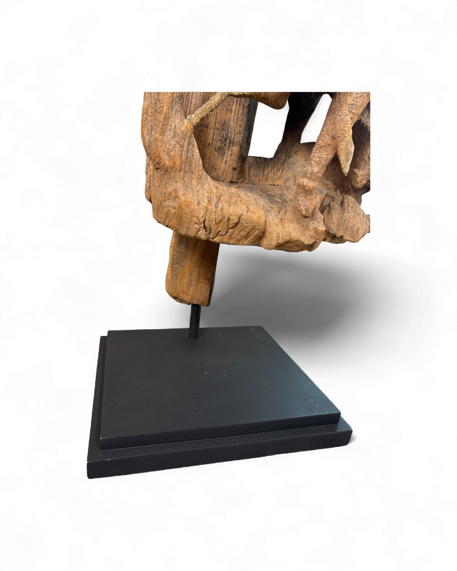 Antique Northern Thai Teak Roof Finial Fragment on Stand Hunting Scene - Surround Living - 8