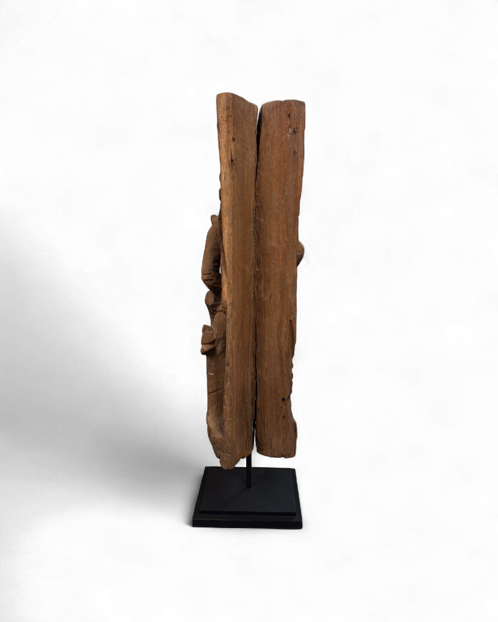 Antique Thai Temple Carving of a Mythical Guardian Figure Figure Holding Fish - Surround Living - 4