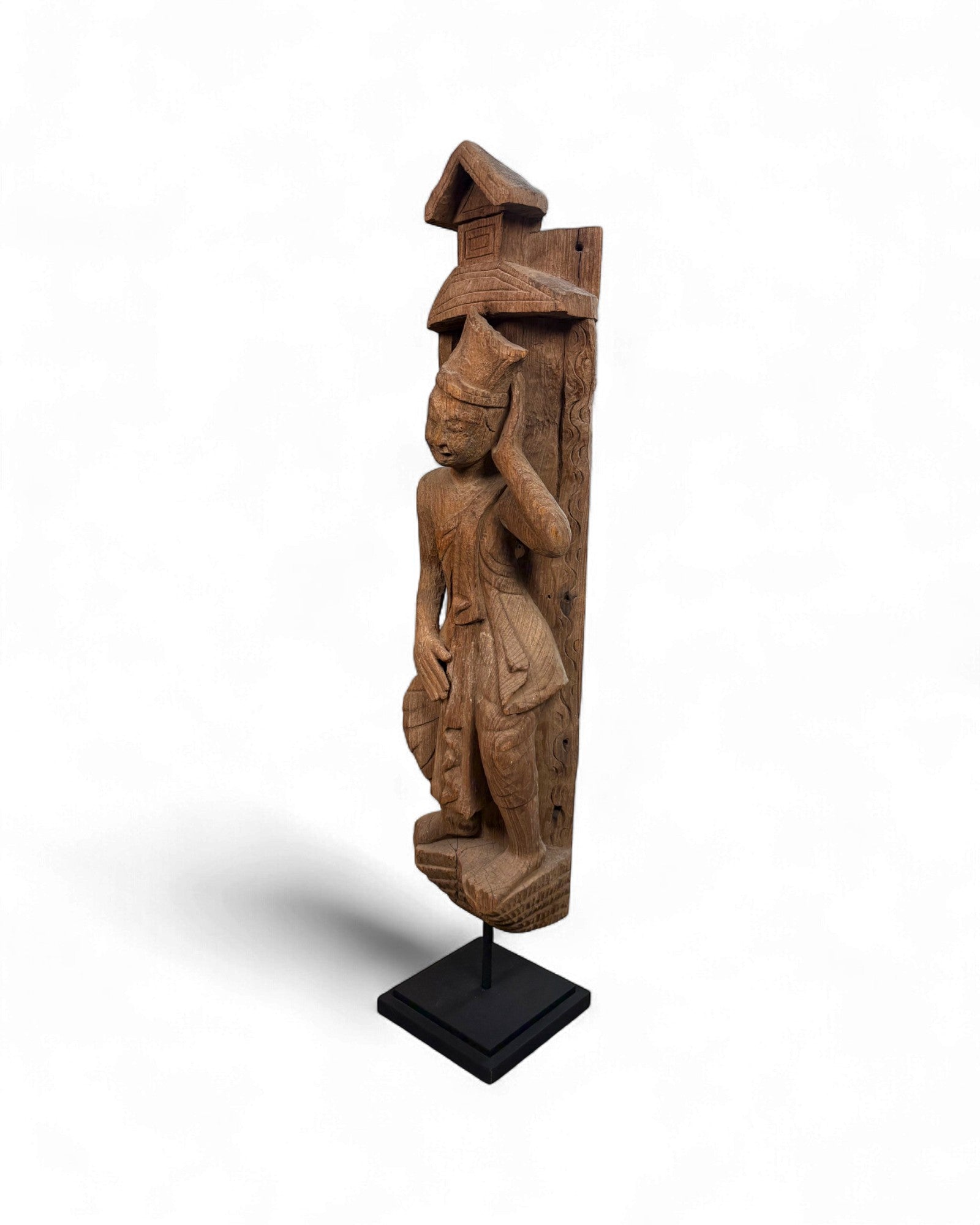 Antique Thai Teak Temple Carving of a Seated Figure - Surround Living - 2