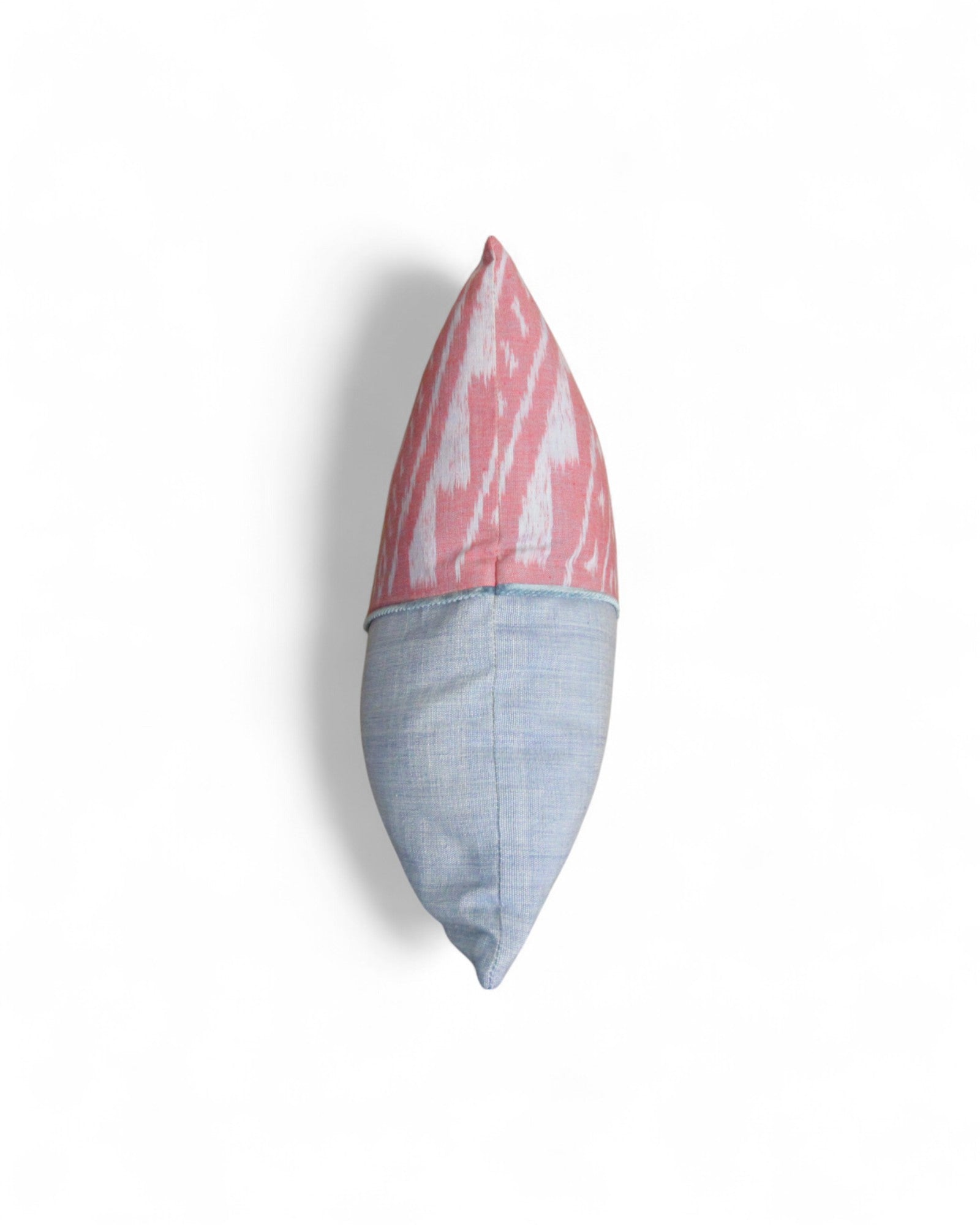 Square Cushion Top Ikat, velvet piping and Handwoven cotton bottom