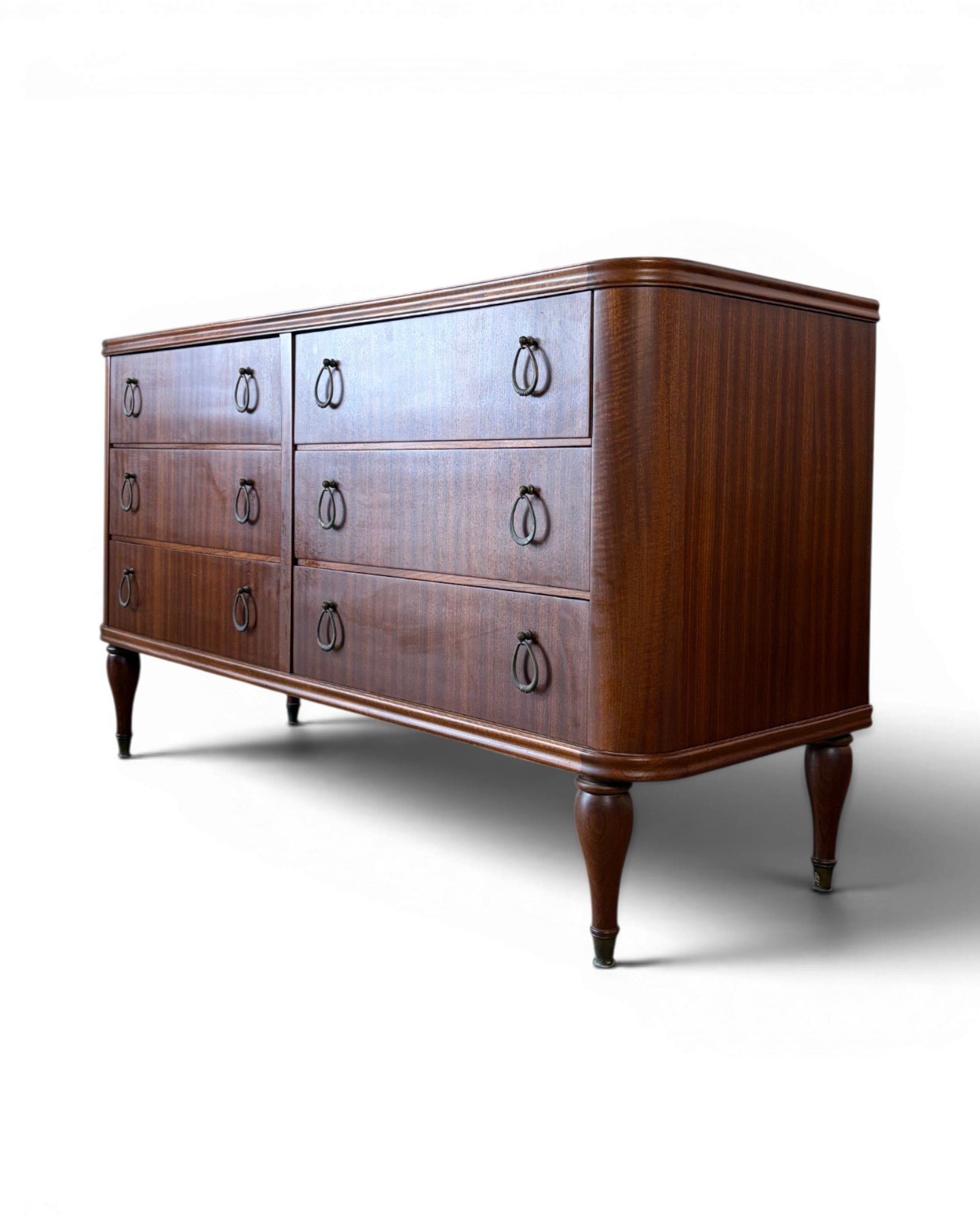 Poplar Mid Century Mahogany Veneer Chest of Drawers in the Style of Paolo Buffa - Surround Living - 10