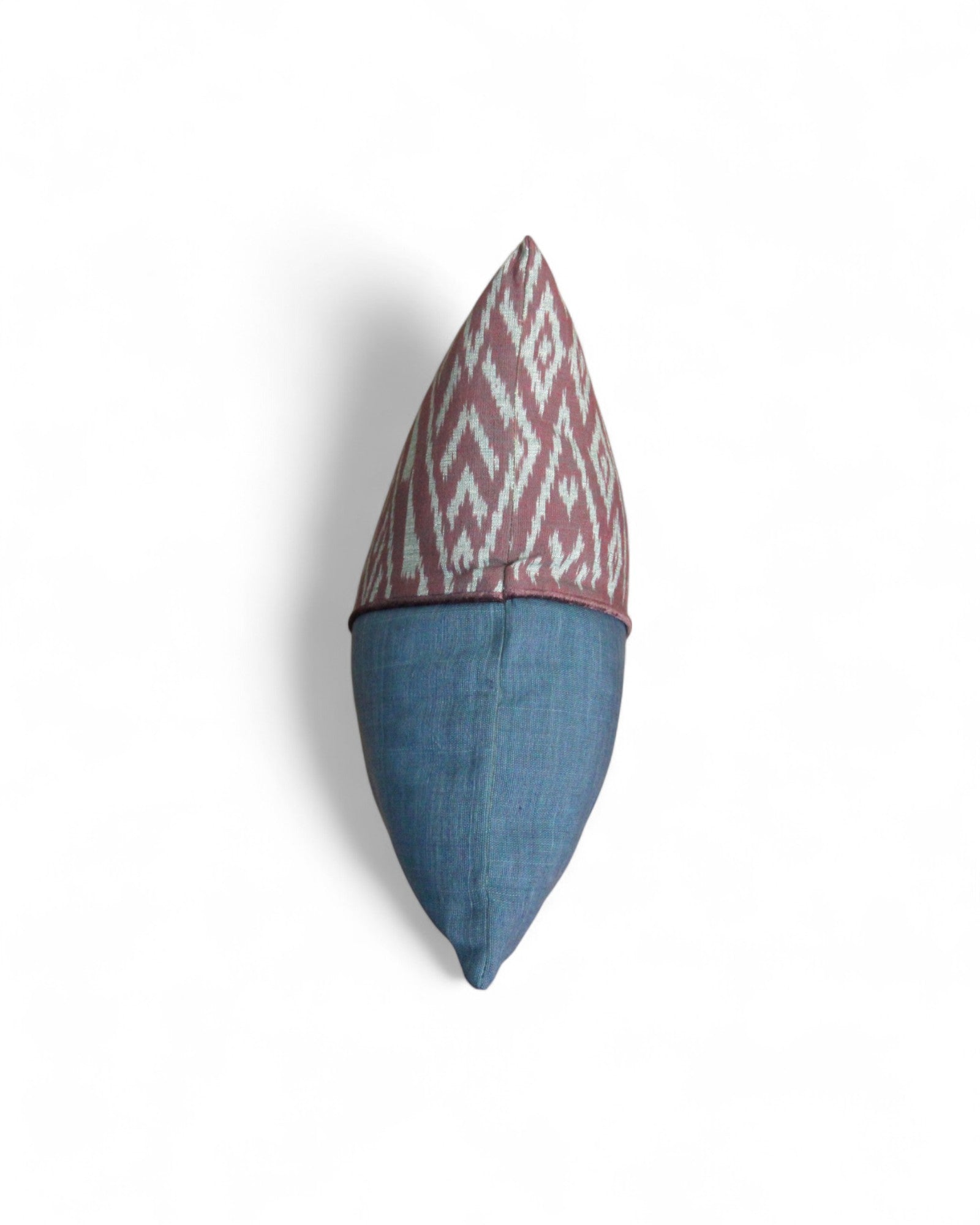 Square Cushion Top Ikat, Velvet Piping - Muted Blue