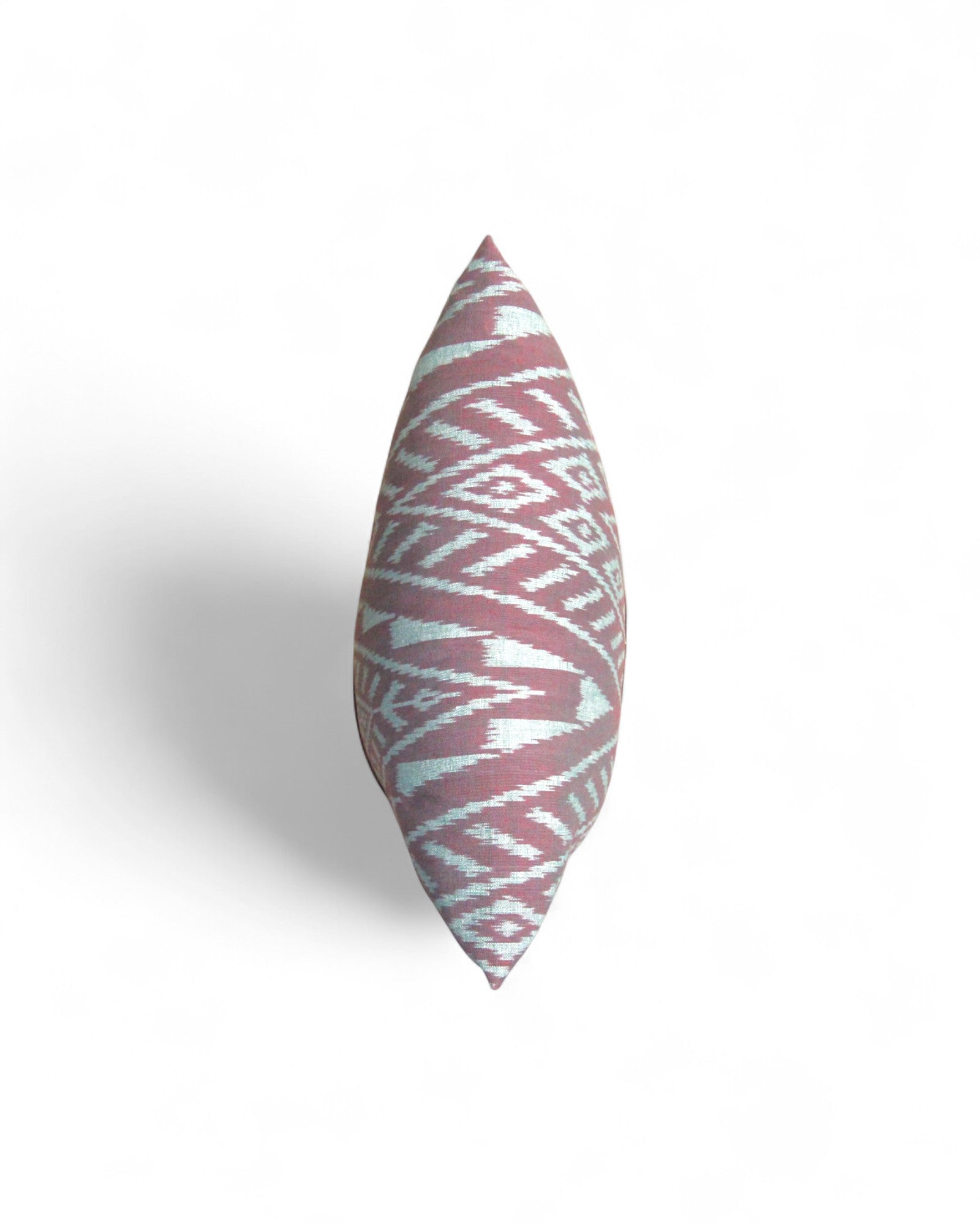 Square Cushion Top Ikat, Velvet Piping - Muted Blue
