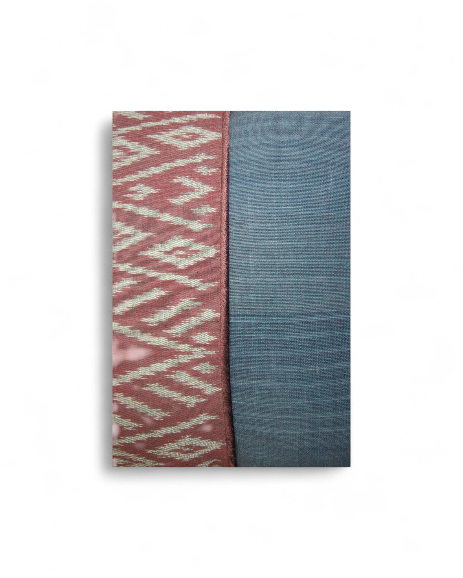 Square Cushion Top Ikat, Velvet Piping - Muted Blue
