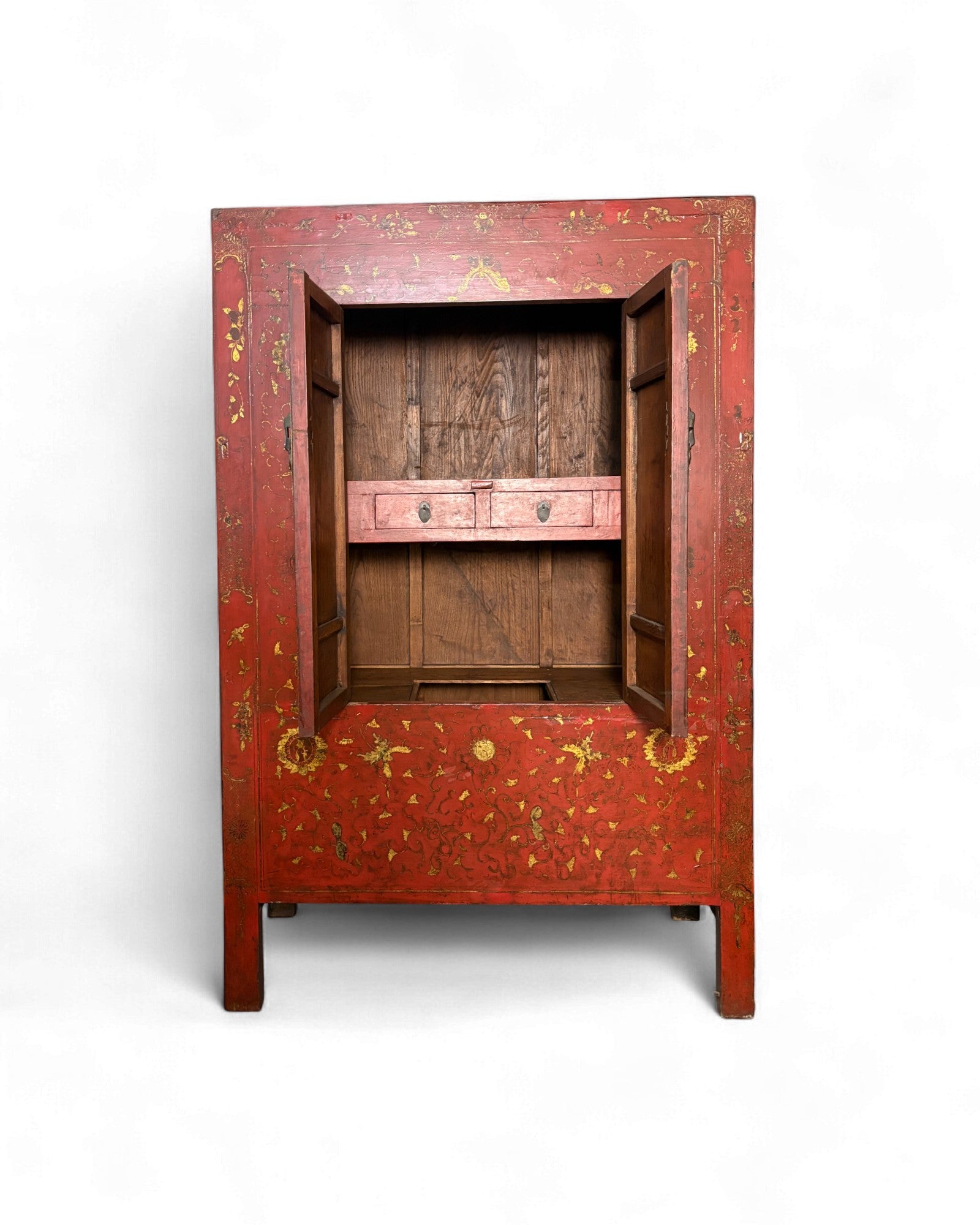 Chinese Red Lacquer Cabinet with Gilt Floral Motifs - Surround Living - 2