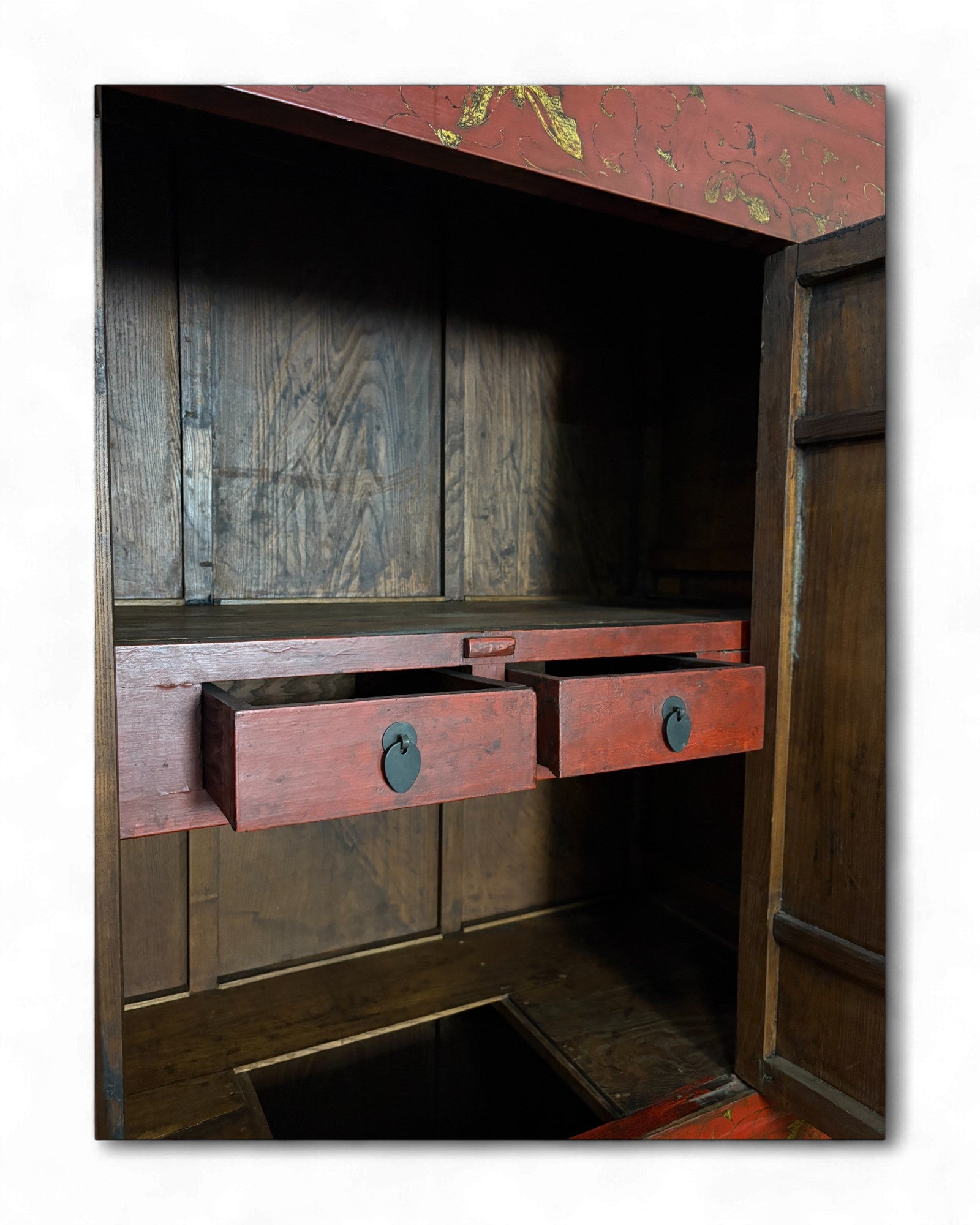 Chinese Red Lacquer Cabinet with Gilt Floral Motifs - Surround Living - 7