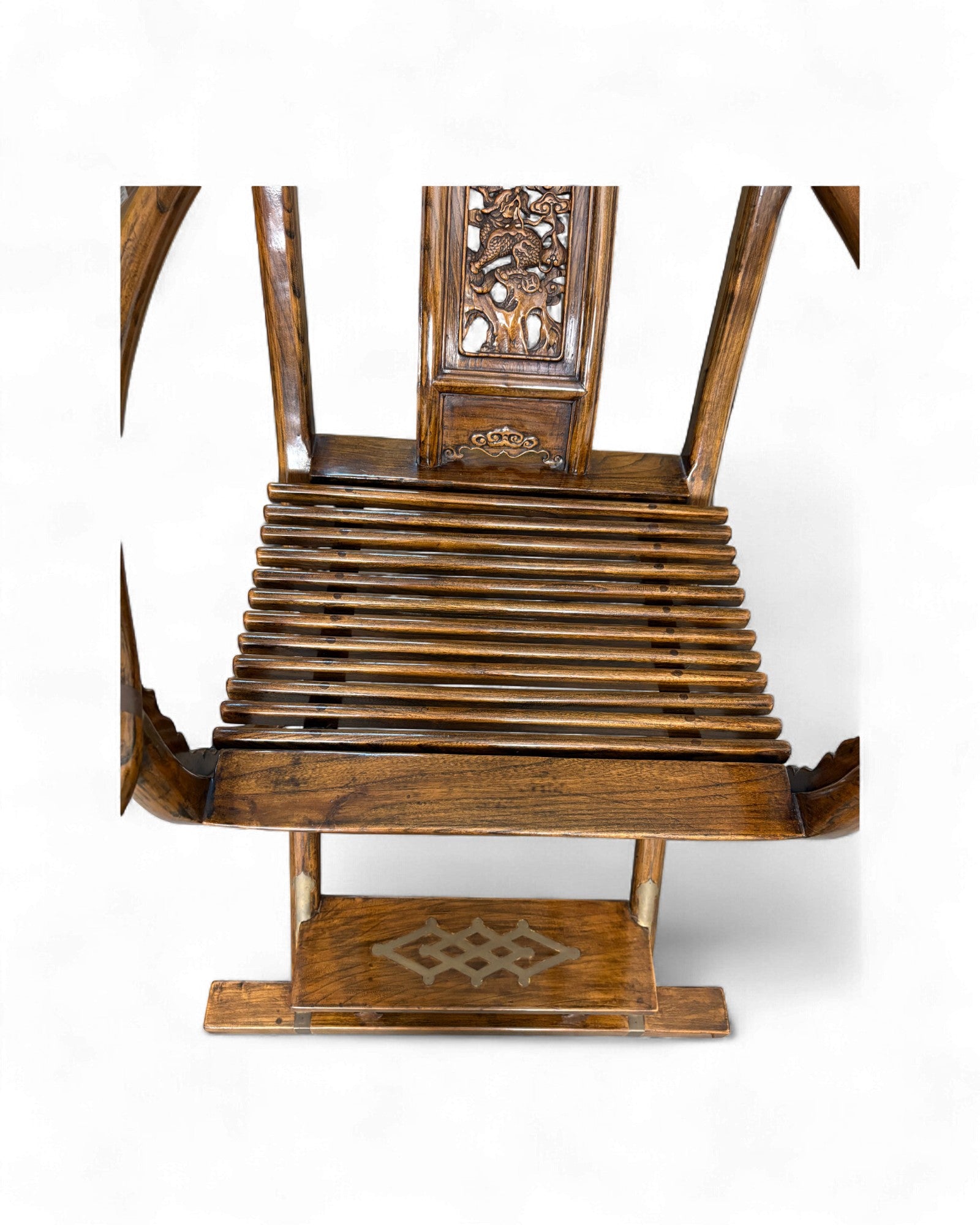 Chinese Folding Horseshoe Chair with Carved Back (Jiaoyi 交椅) - Surround Living - 6