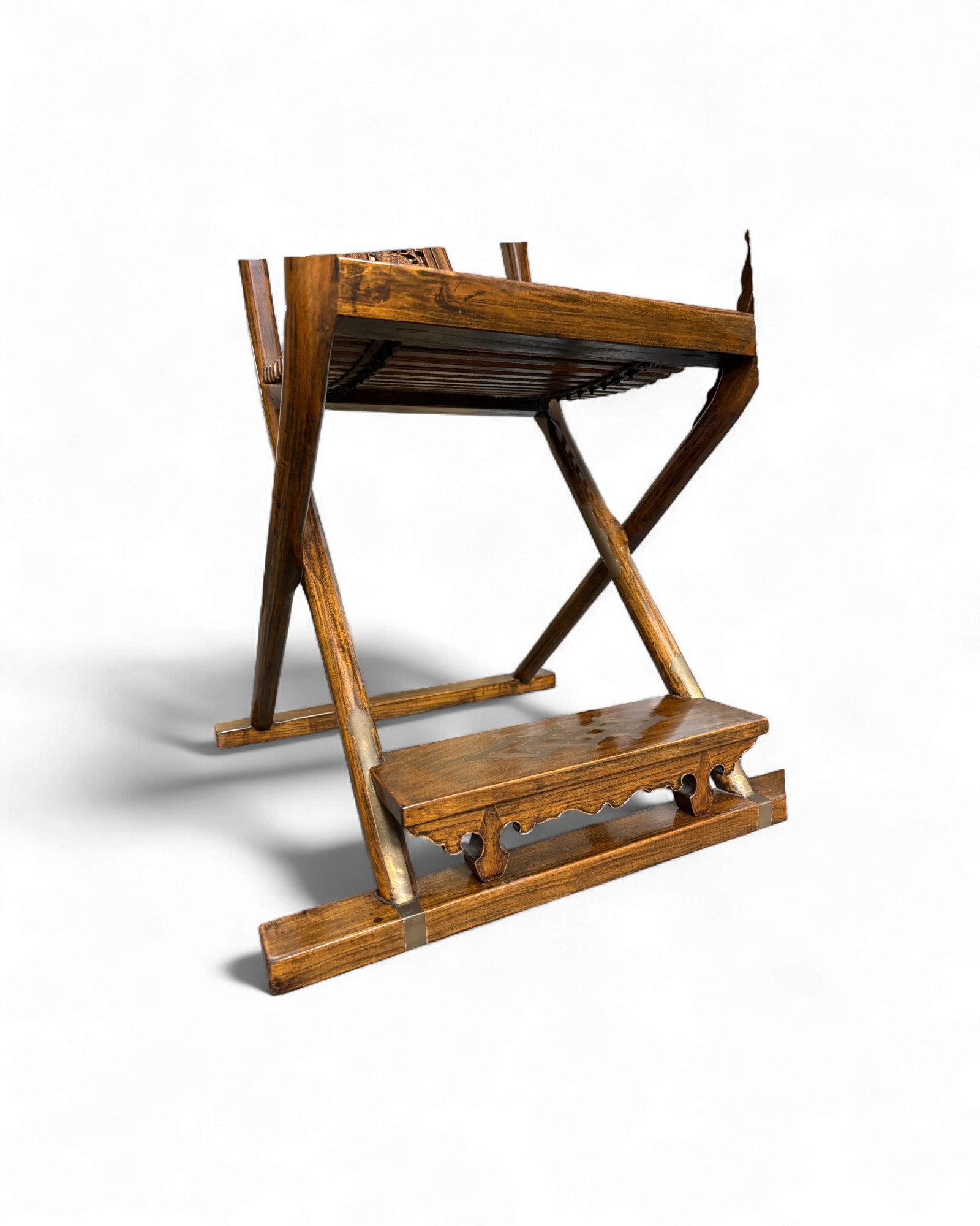 Chinese Folding Horseshoe Chair with Carved Back (Jiaoyi 交椅) - Surround Living - 7