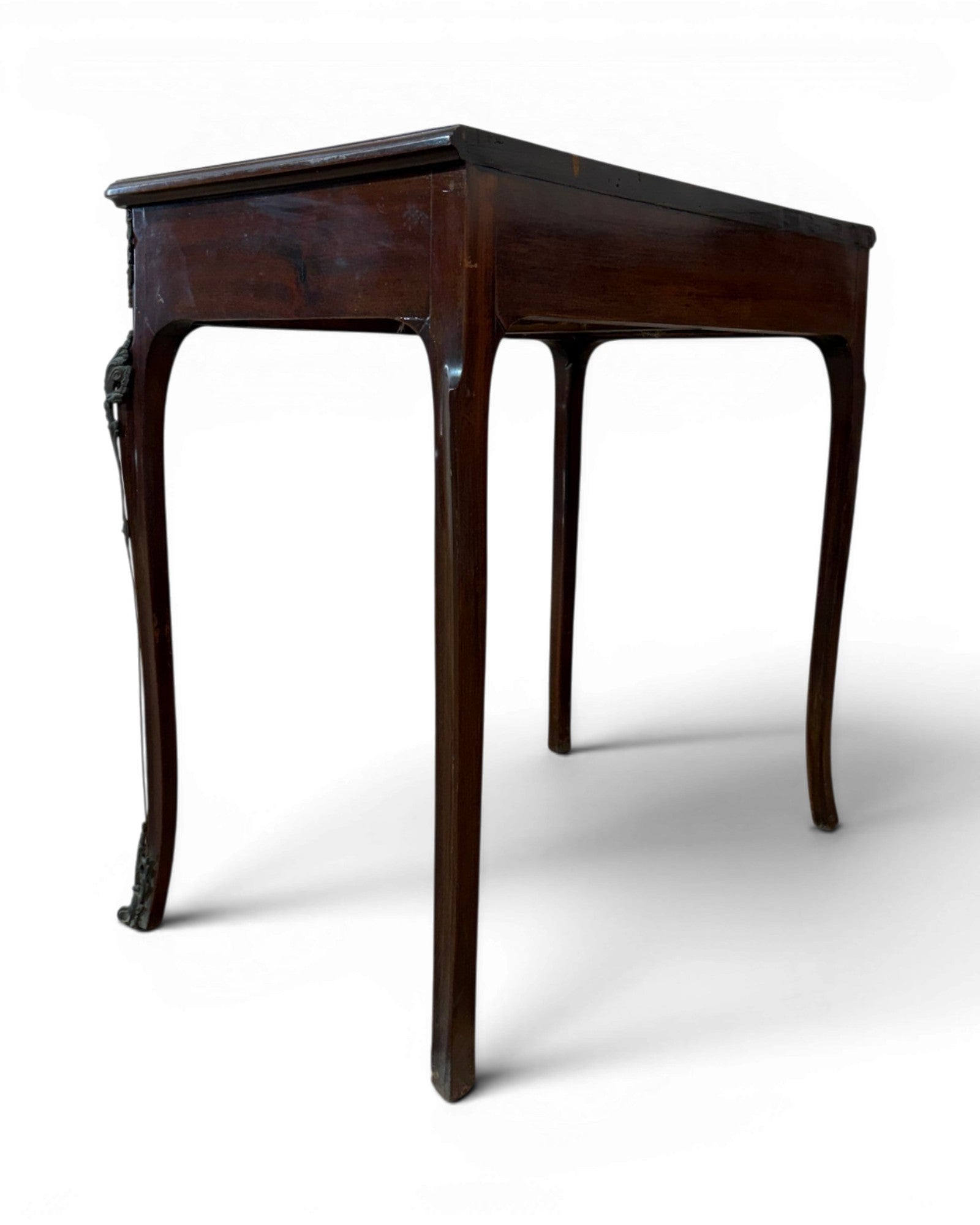 1920s Mini Glass Top Mahogany Desk with 2 Drawers - Surround Living - 16
