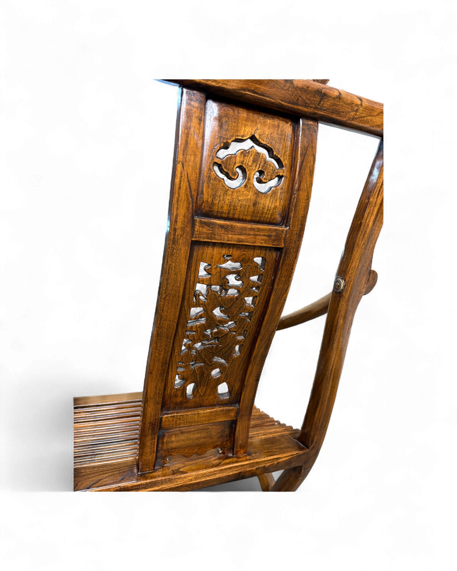 Chinese Folding Horseshoe Chair with Carved Back (Jiaoyi 交椅) - Surround Living - 8