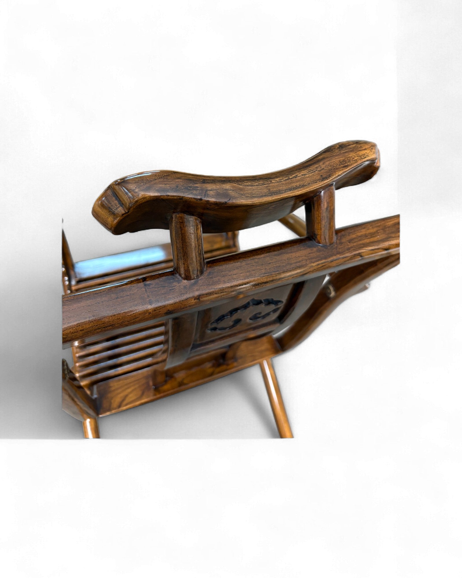 Chinese Folding Horseshoe Chair with Carved Back (Jiaoyi 交椅) - Surround Living - 13